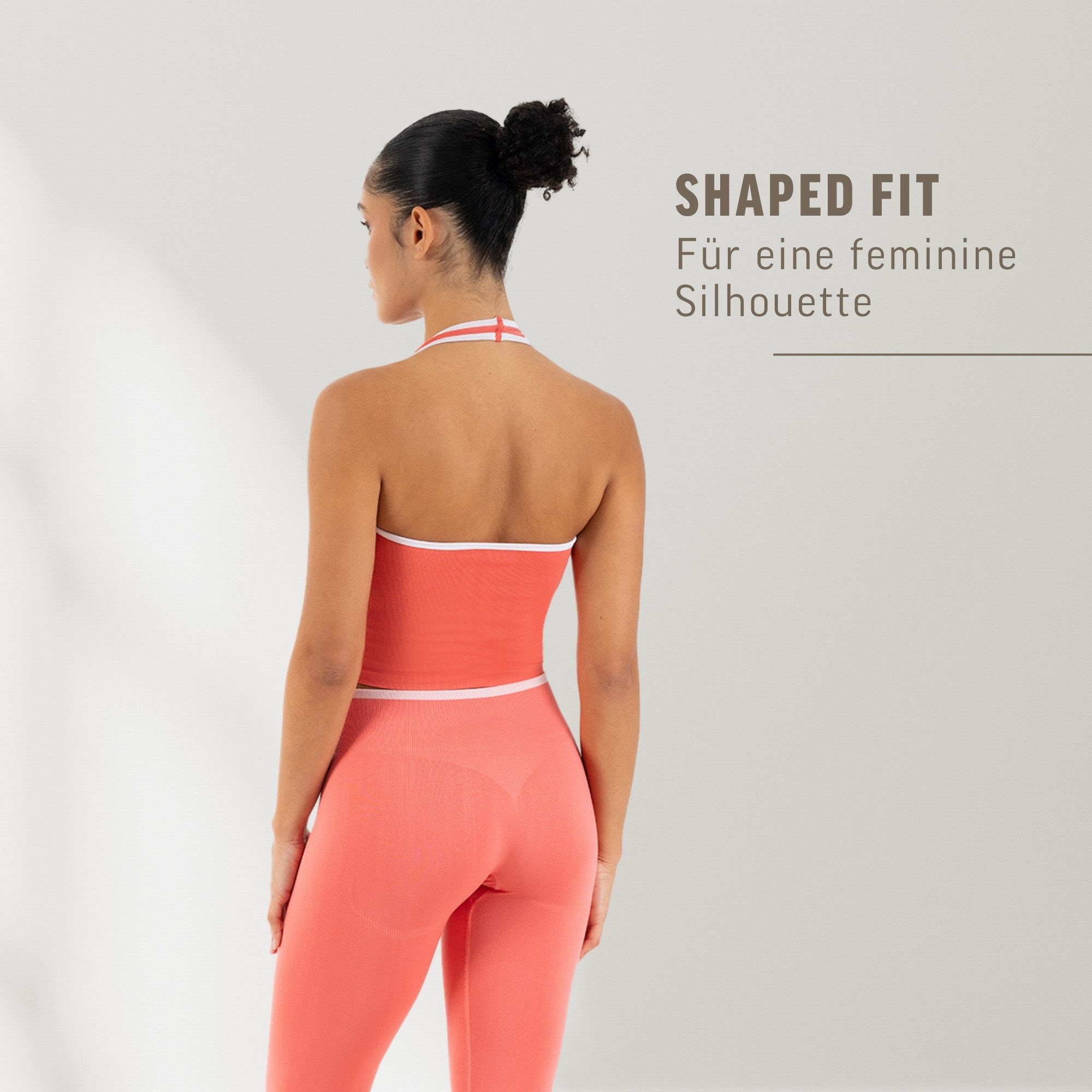 Smilodox Sport-BH Theda, Sport Top Damen Shaped Fit, Seamless, Gym & Freizeit Halterneck, V-Ausschnitt, Seamless, Stretch, Kontrastdetails