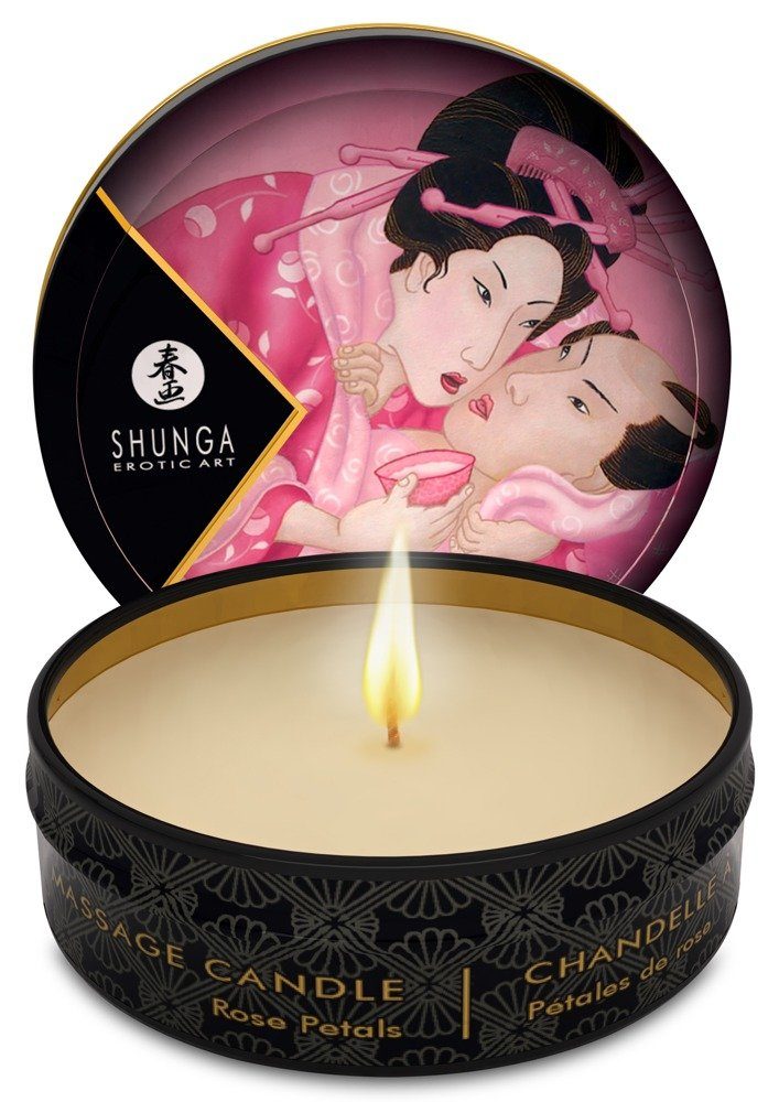 SHUNGA Massagekerze Shunga - Mini Massage Candle Rose Petals 30 ml, für wärmende Massagen