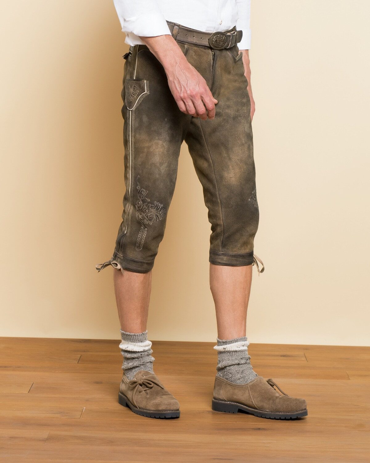 Luis Steindl Trachtenhose Kniebundlederhose mit Gürtel