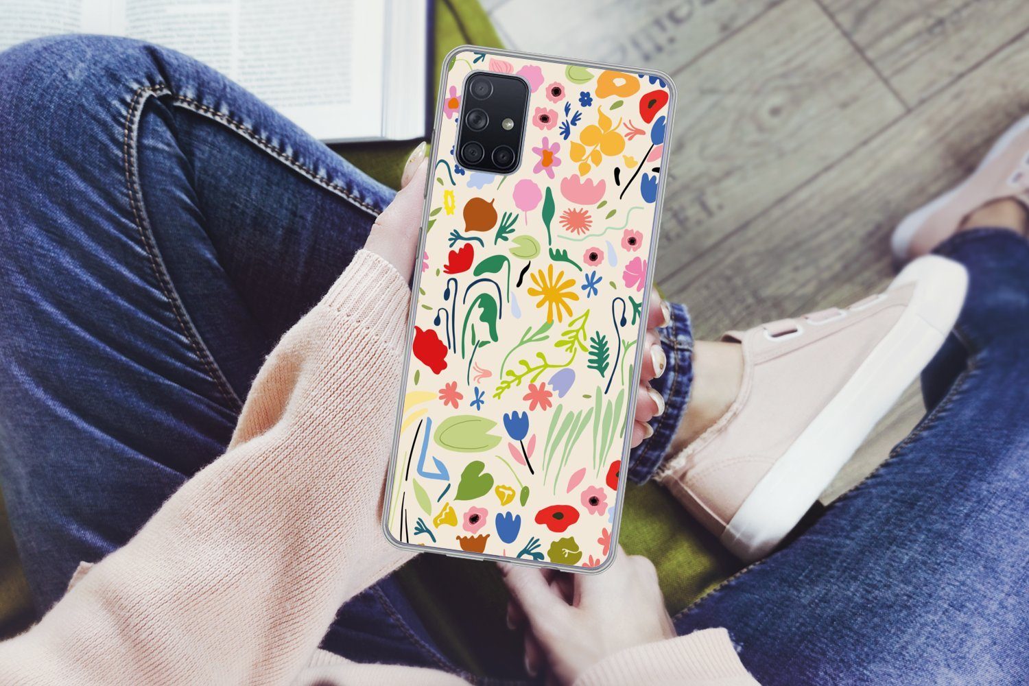 MuchoWow Handyhülle für Samsung Galaxy A51 Blumen - Muster - Pflanzen, Smartphone-Bumper, Print, Handy Schutzhülle Dünn
