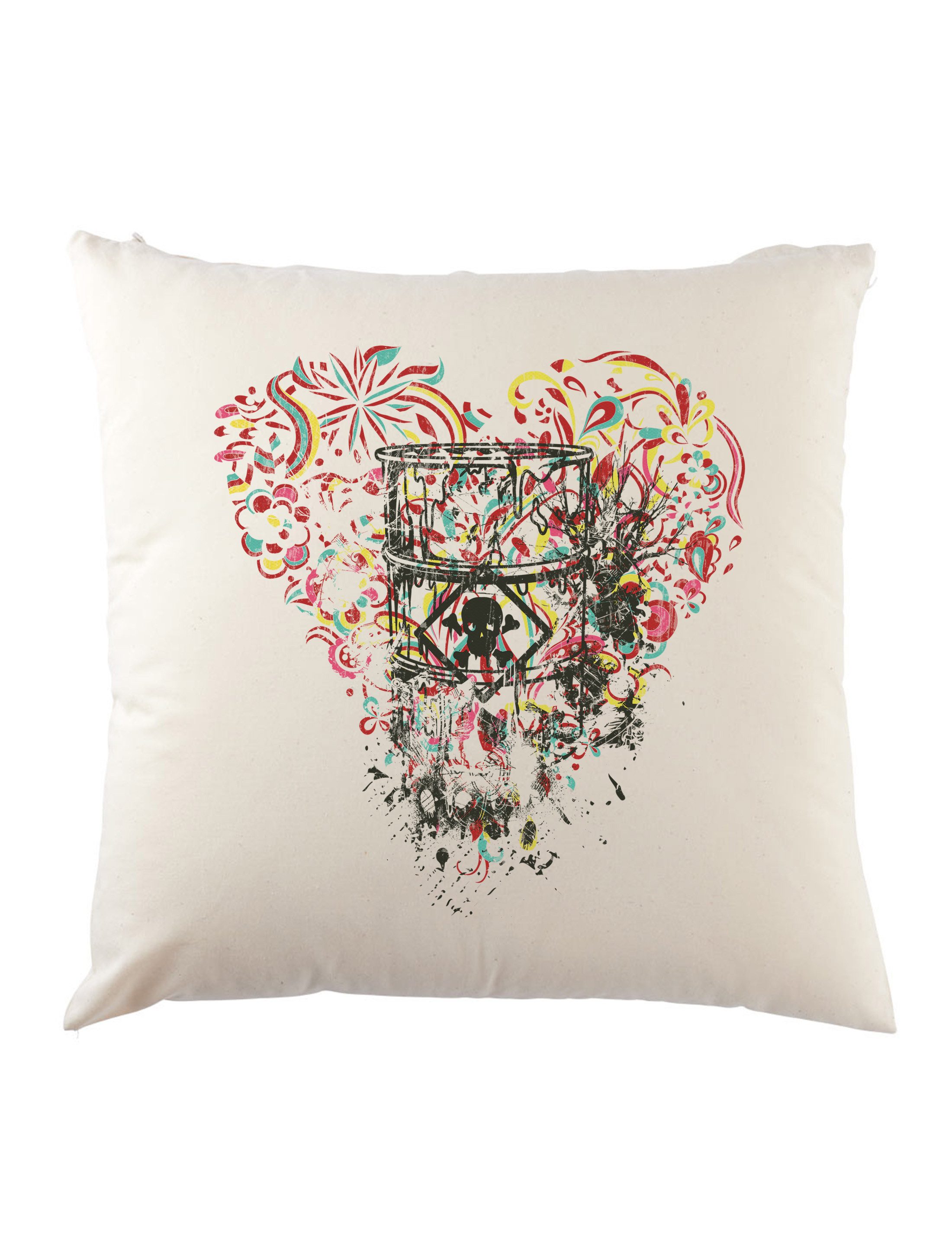 Urban Backwoods Dekokissen Toxic Ornament Heart Dekokissen Tattoo Artist Skull Skulls Schädel, Totenkopf Poison Giftmüll Waste