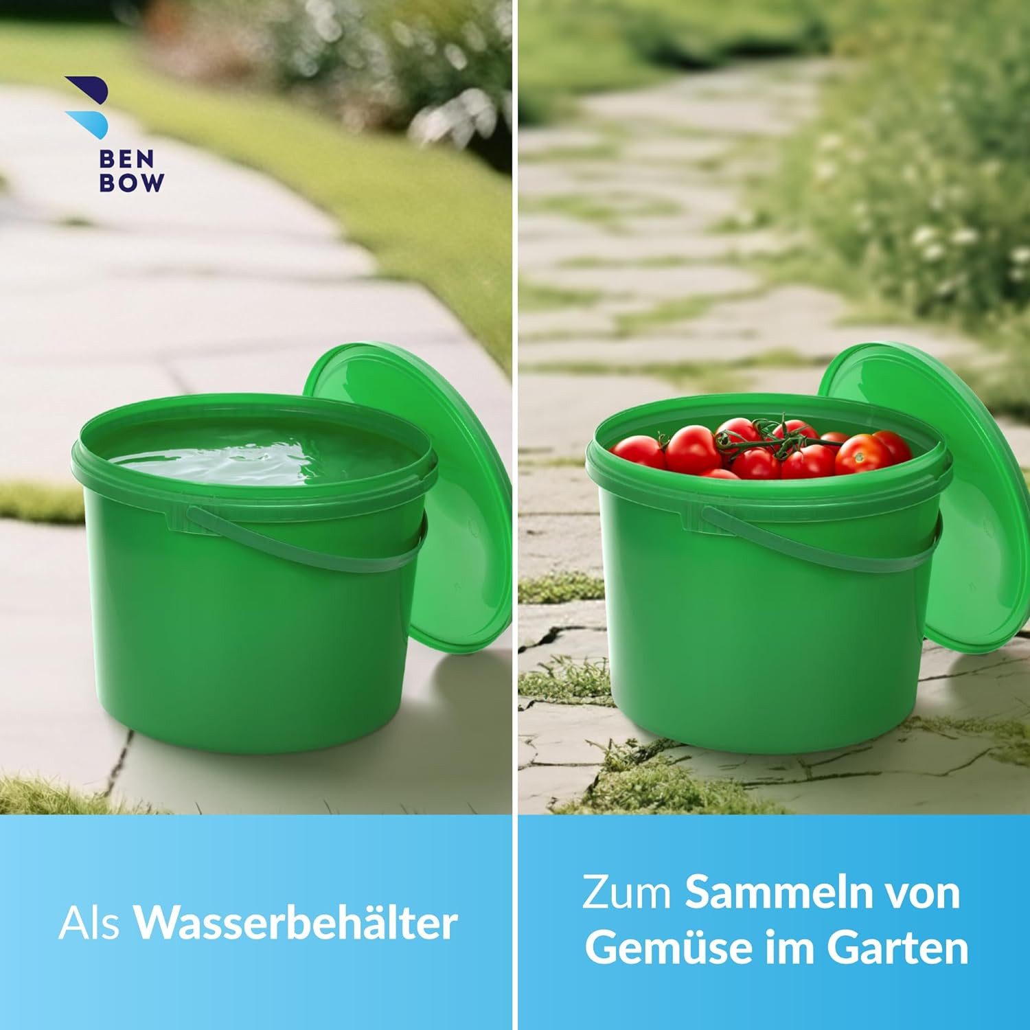 BENBOW Putzeimer Eimer mit Deckel 30 20 10 5 3 1 0,5 L Viele Farben Lebensmittelecht, (1-tlg., PZH-, BRC- und DIN-ISO-zertifiziert), für Lebensmittel, Farben, Chemikalien