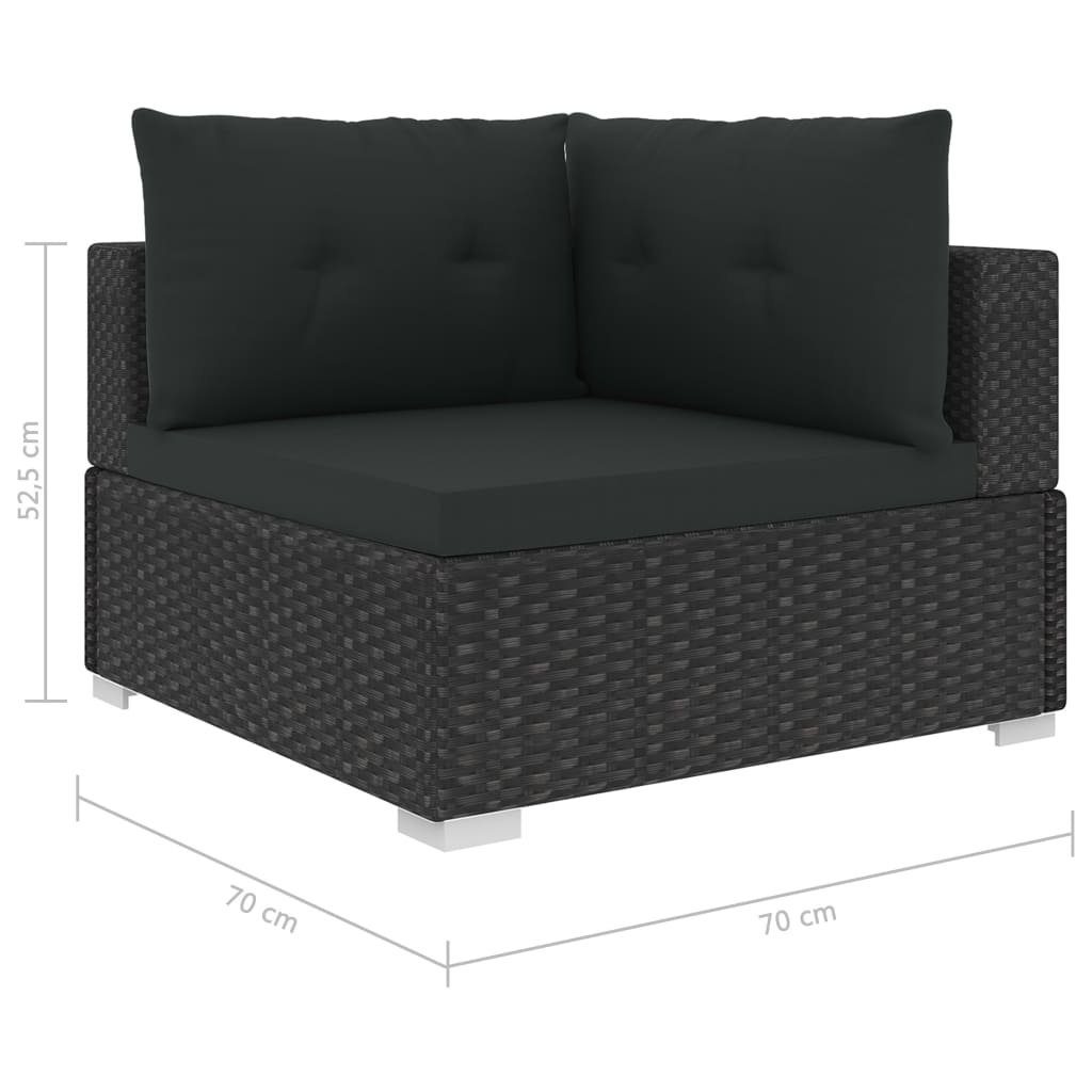 vidaXL Gartenlounge-Set Garten-Lounge-Set (10-tlg) Auflagen Rattan mit 10-tlg. Schwarz, Poly