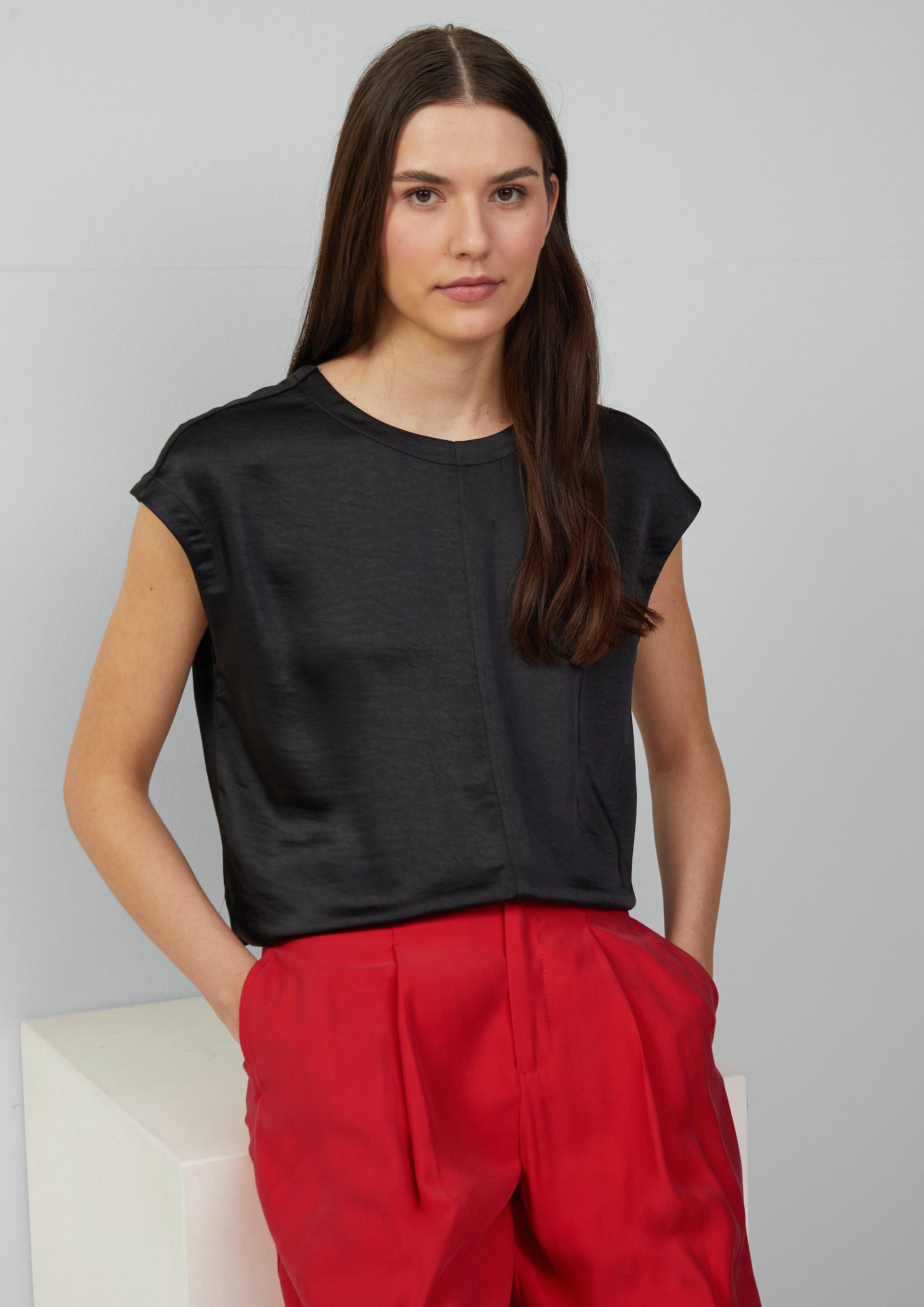 s.Oliver Blusentop Satinshirt mit überschnittenen Schultern günstig online kaufen