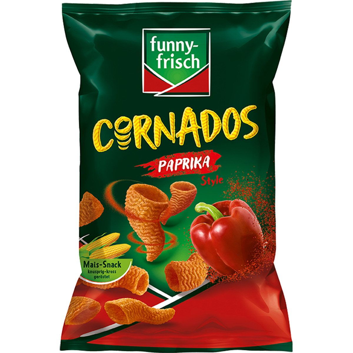 funny-frisch Knabberei, funny frisch Cornados Paprika Mais Snack mit Paprika Geschmack 80g