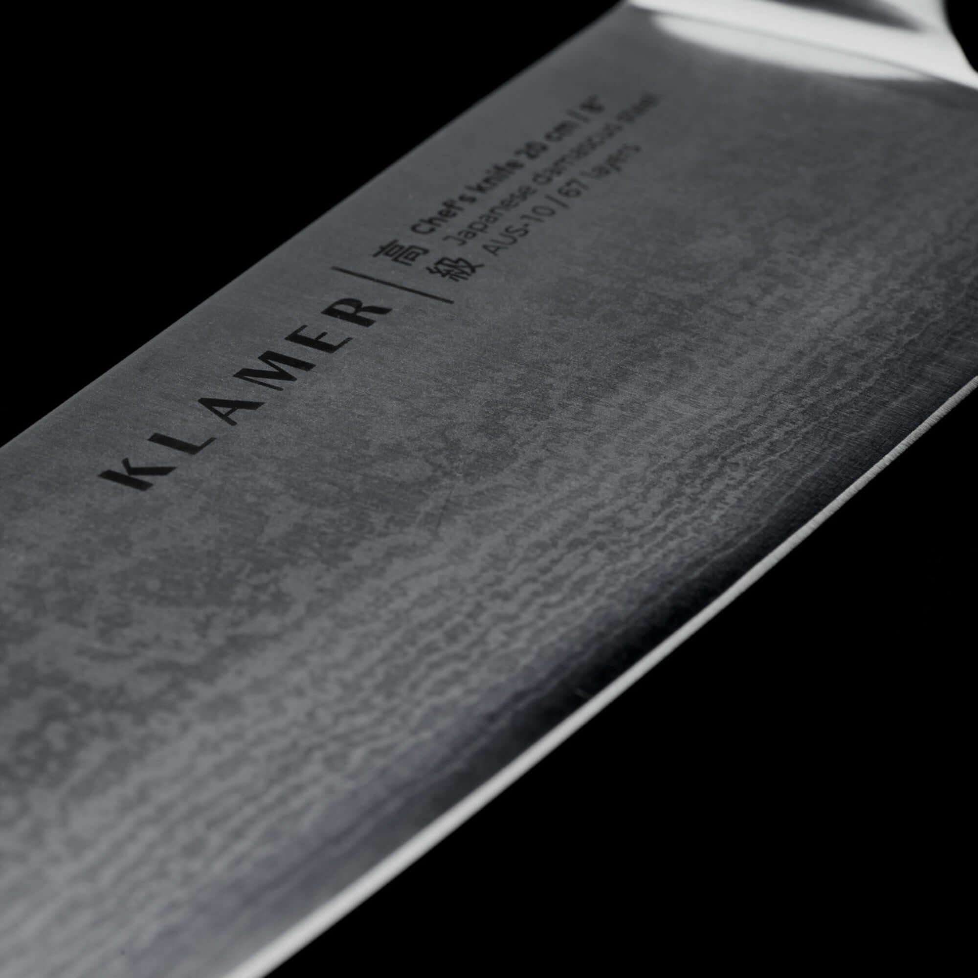 KLAMER Damastmesser Chefmesser 20cm, extra scharfes Küchenmesser, echter japanischer Dama…, 67-Lagen Damaststahl, 61 HRC, 13° Schnittwinkel