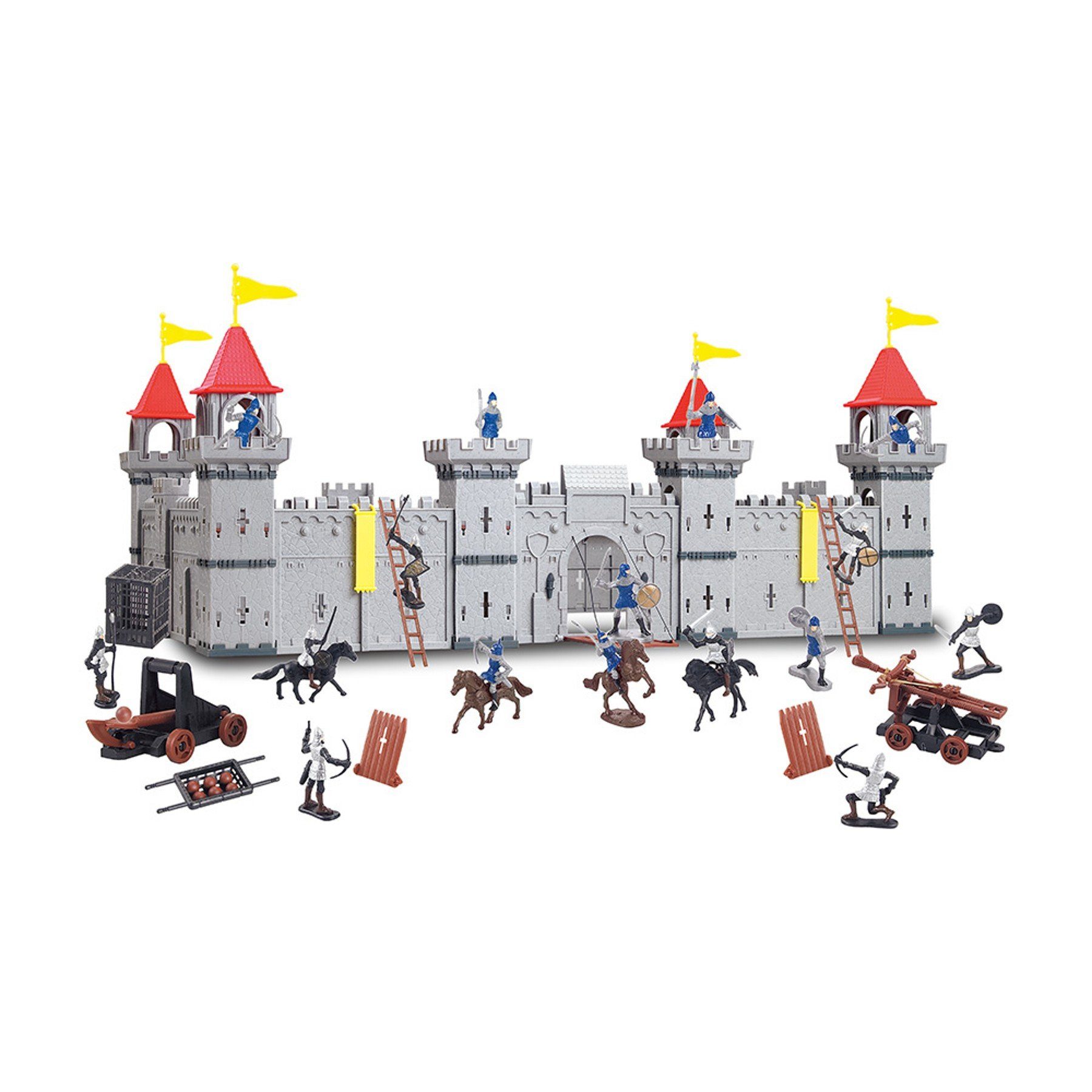 TikTakToo Spielzeug-Ritterset Kleine Ritterburg mit Spielfiguren Königreich Burg Schloss, (28x28x29cm, komplettes Spielset), incl. Spielfiguren Ritter, Kanonen, Zubehör