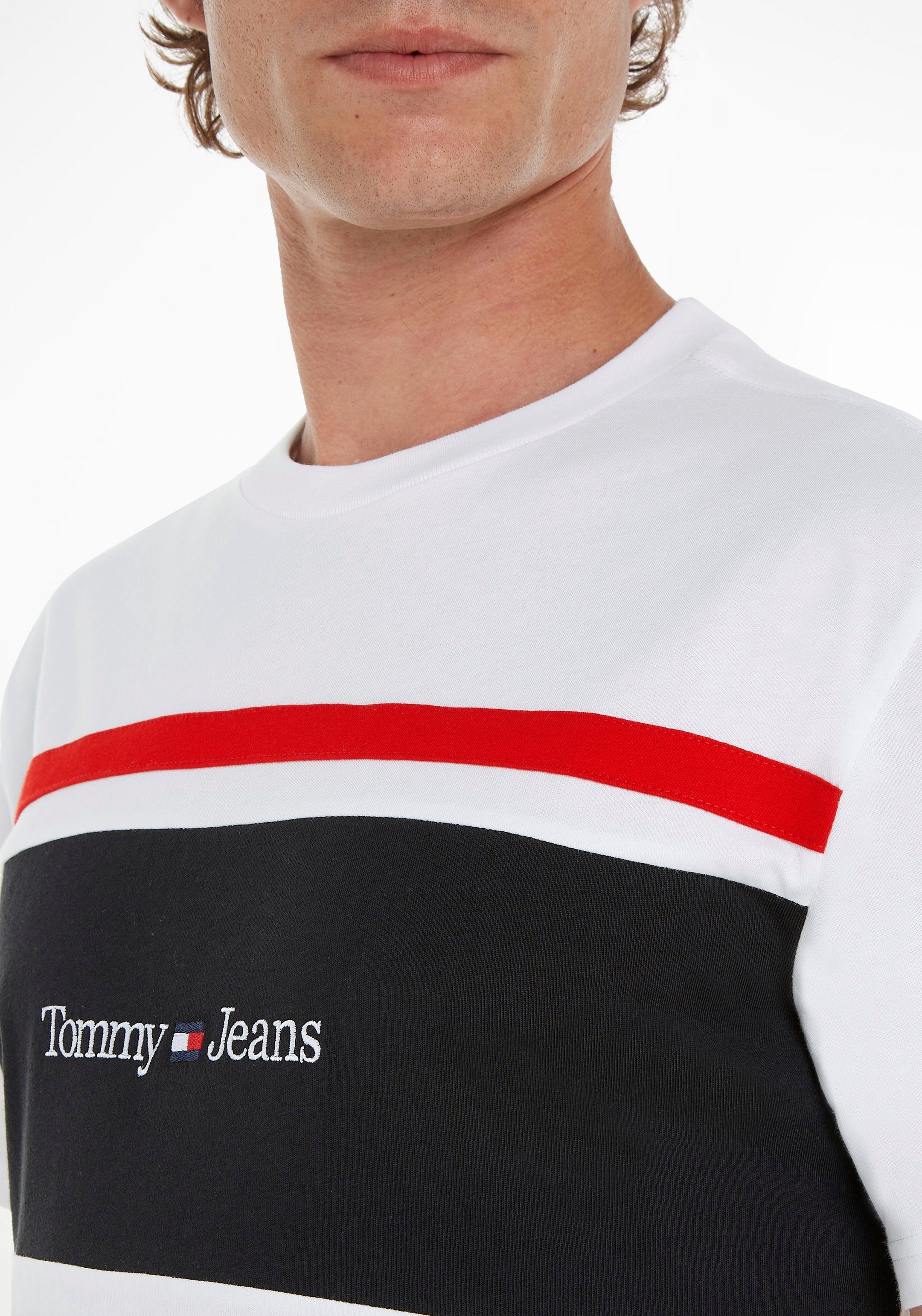 TJM SEW LINEAR & mit TEE CLSC CUT Jeans Tommy T-Shirt Streifen-Detail