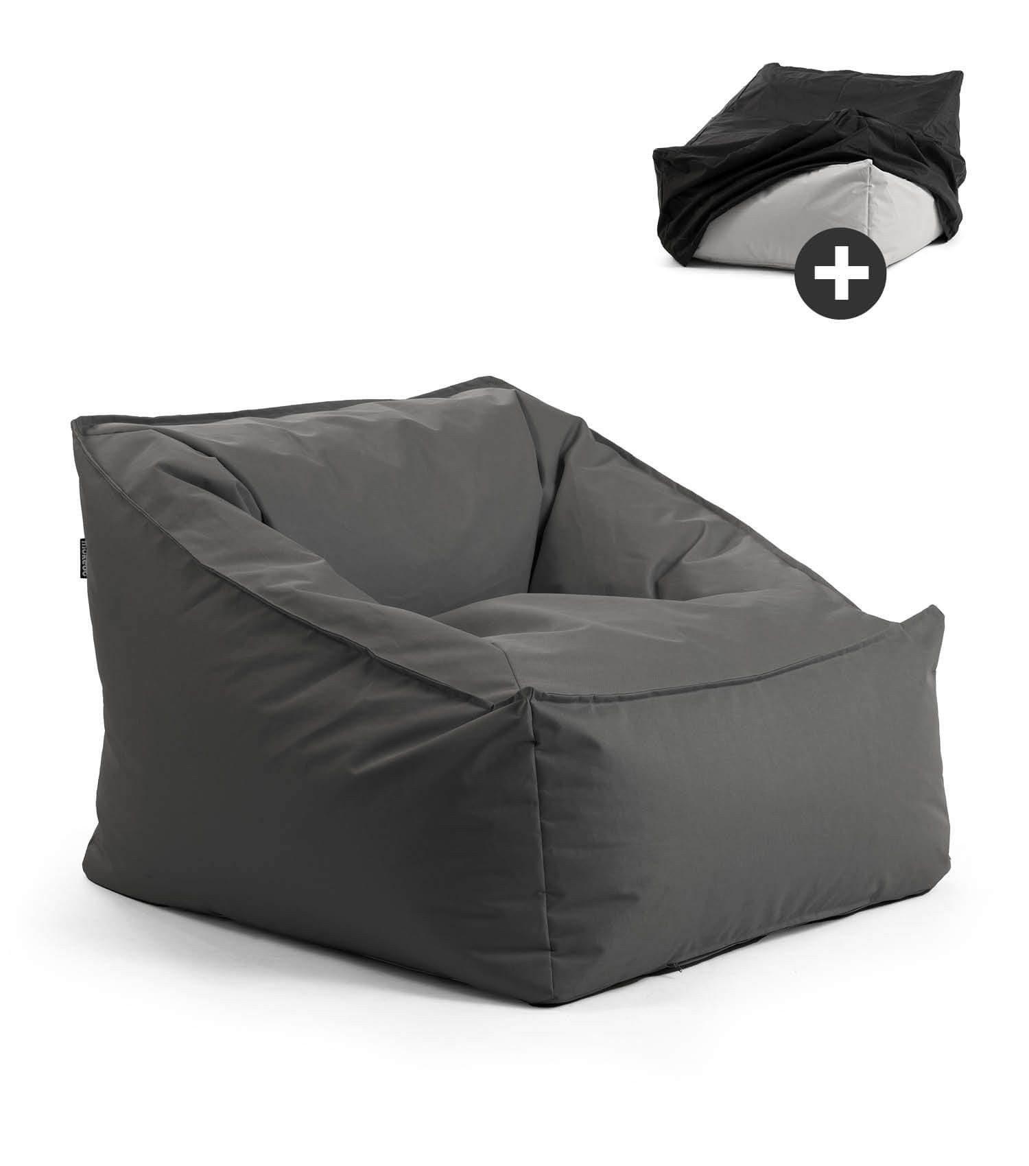 mokebo Sitzsack Der Sunnyboy (für drinnen & draußen), Made in Germany, Beanbag Outdoor, Sitzsack, Gartenliege in Anthrazit
