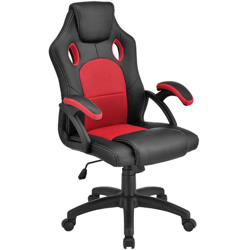 Juskys Gaming-Stuhl Montreal, Ergonomisch geformte Sitzfläche, Rückenlehne und Sitzfläche kippbar