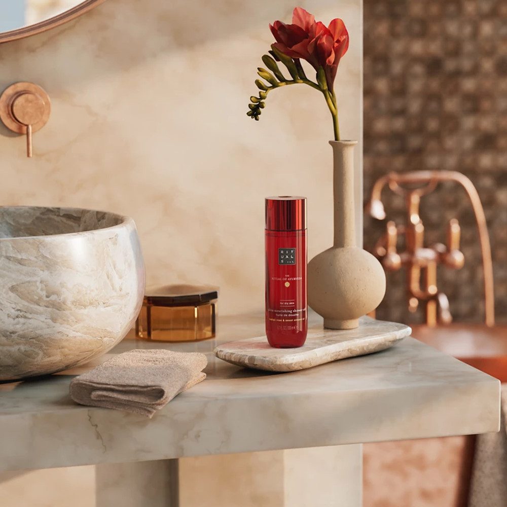Rituals Körperöl Rituals Duschöl The Ritual Of Ayurveda 200 ml, Beruhigt Haut und Sinne mit indischer Rose und Süßmandel