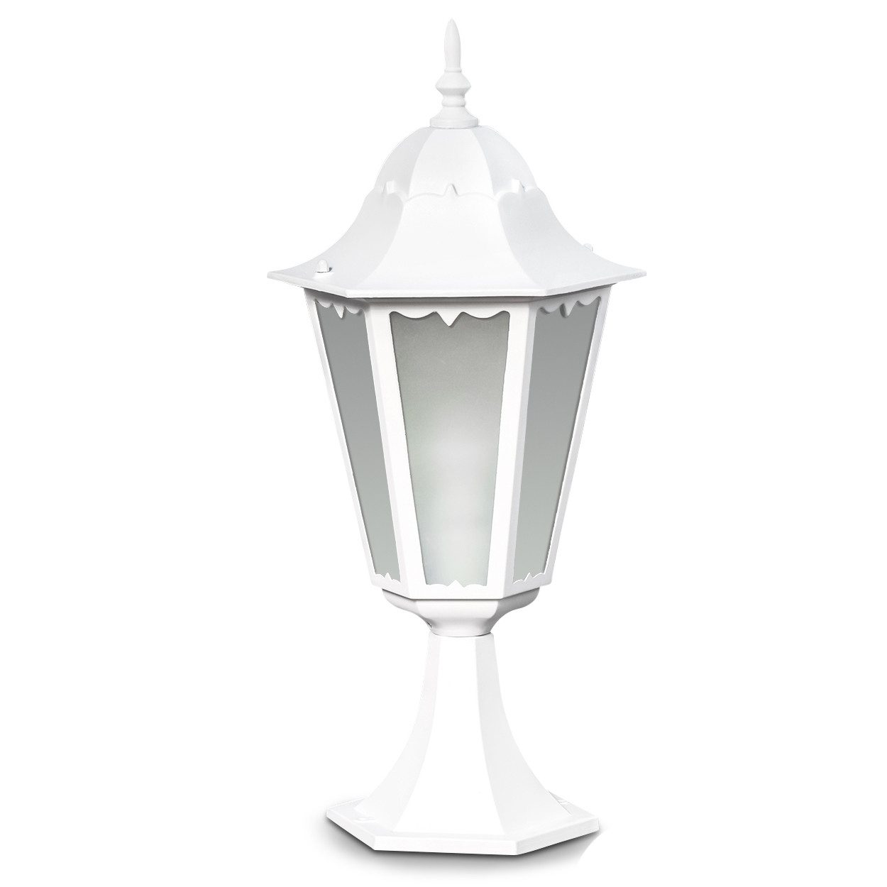 hofstein Pollerleuchte »Fabiano« Außenleuchte in antikem Look, Aluguss in Weiß, ohne Leuchtmittel, mit Milchglas-Scheiben, Wegeleuchte 49cm, E27, IP44