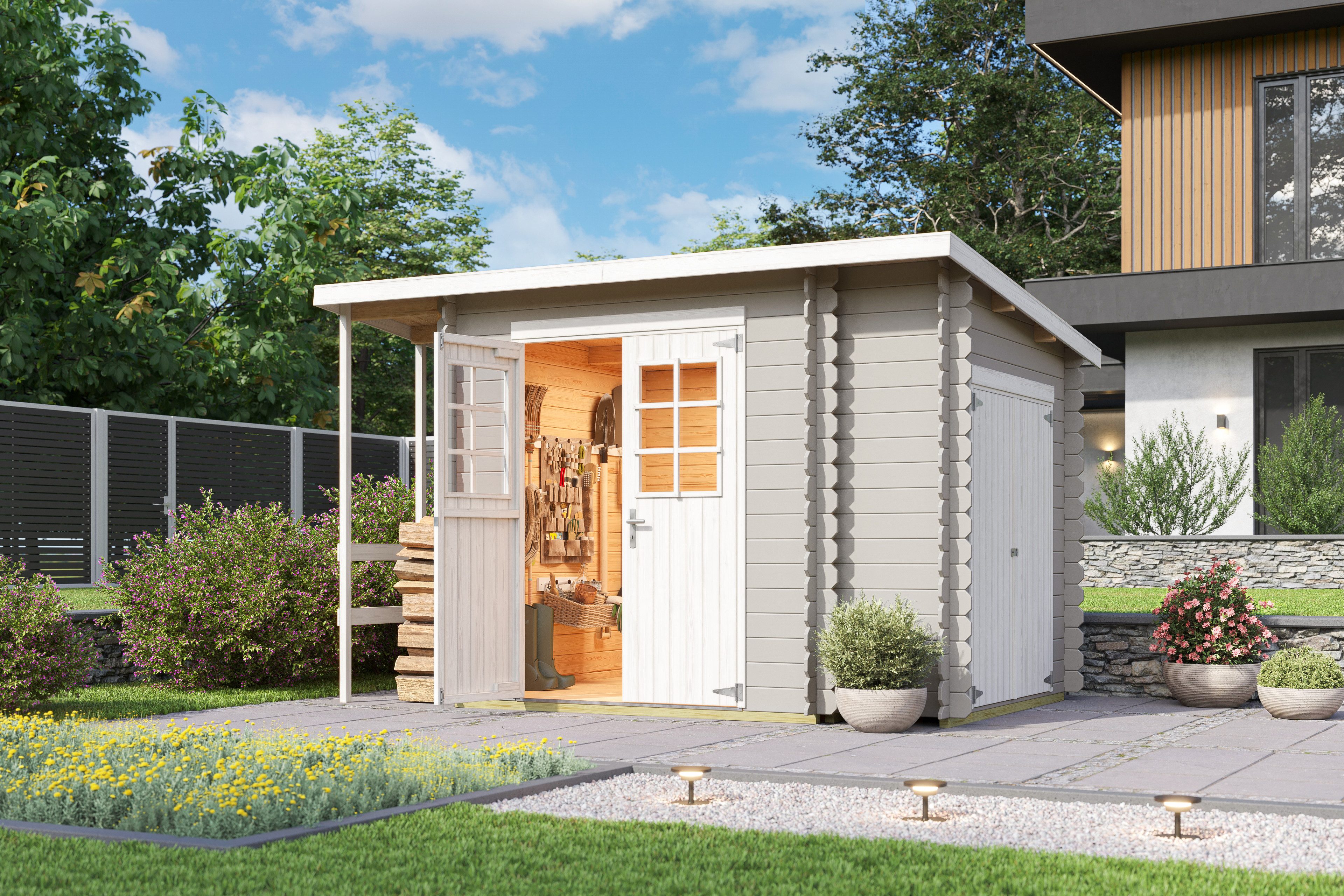 Nordic Holz Gartenhaus Vilano 3, BxT: 340x235 cm, mit 3 getrennten Bereiche