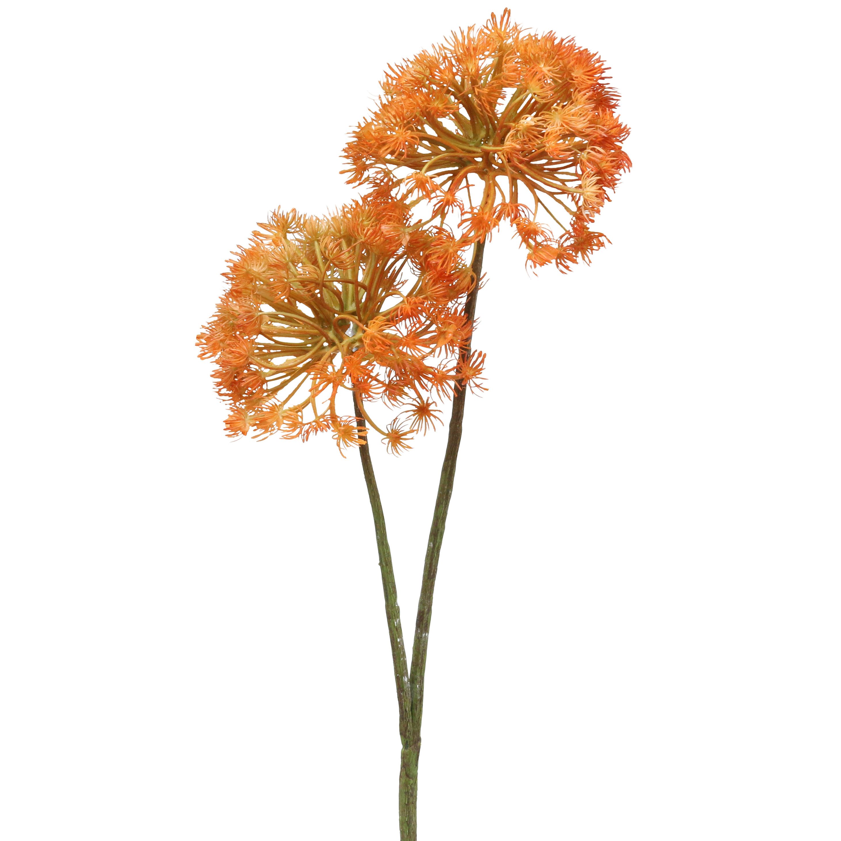 Kunstblume Dekozweig Herbstdeko 2 Blüten künstlich Orange 82cm, Viana, Höhe günstig online kaufen