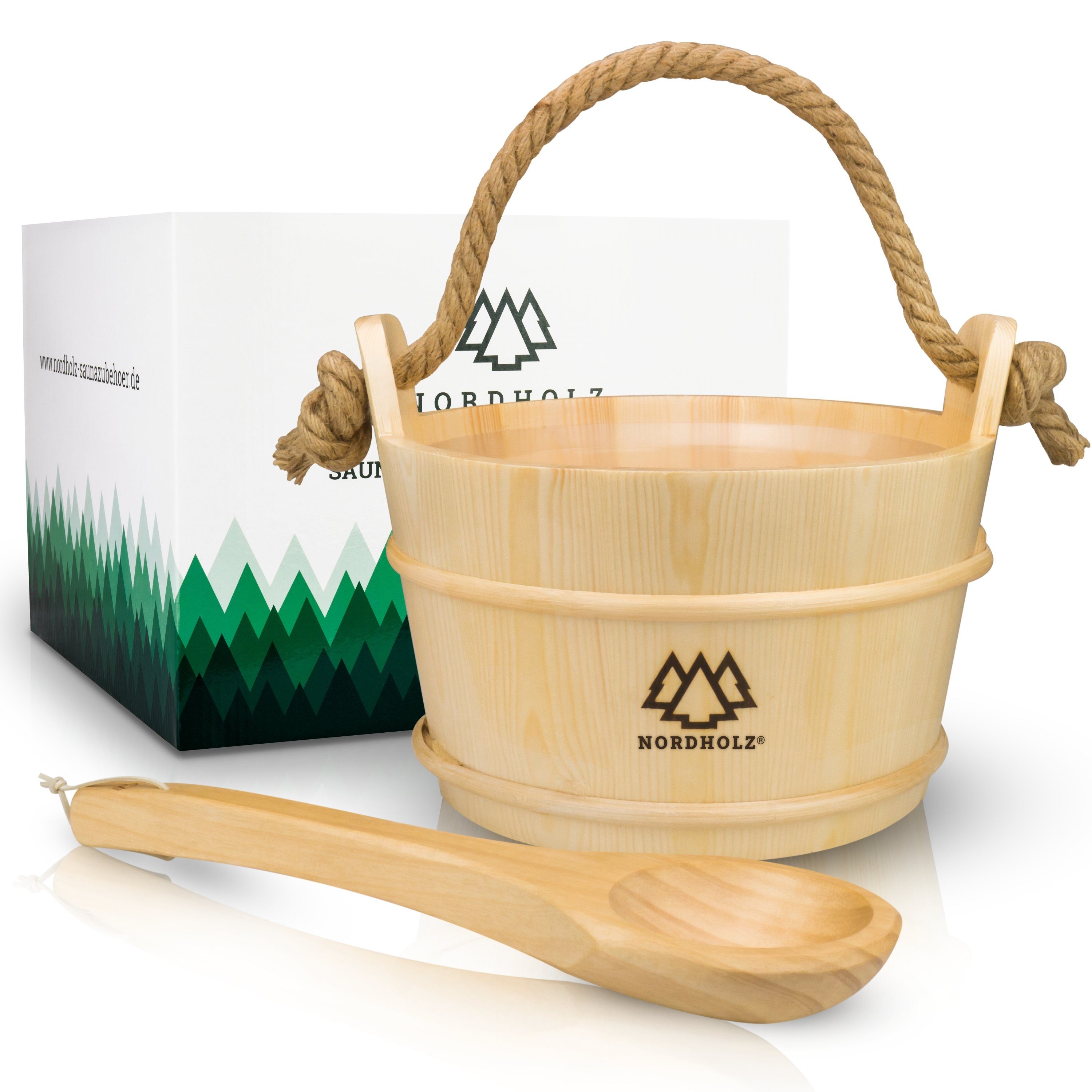 NORDHOLZ Sauna-Aufgussset Sauna Eimer mit Kelle günstig online kaufen