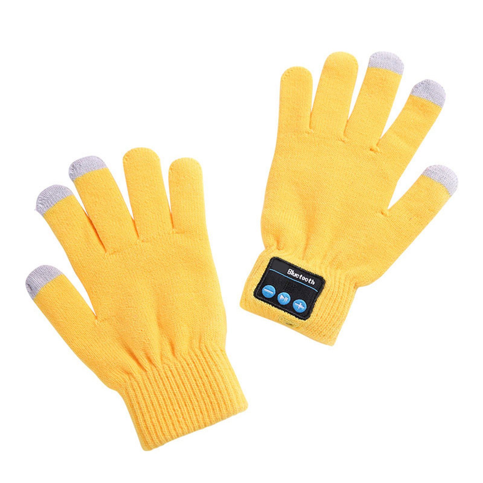 Blusmart Strickhandschuhe Warm Touch Screen Telefon Bluetooth Lautsprecher Handschuhe Drahtlose Gelb