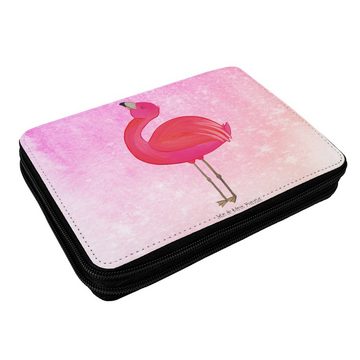 Mr. & Mrs. Panda Federmäppchen Flamingo Stolz - Aquarell Pink - Geschenk, Selbstliebe, Schule, Feder, (1-tlg), Must-have Accessoire