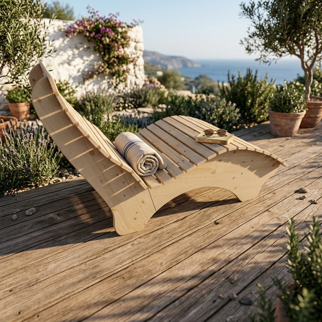 TUGA-Holztech Gartenliege Relaxliege "Ruhe-Vroni" Holzart & Größe wählbar, Breite: 70cm 80cm 90cm 100cm 120cm 140cm Höhe 58cm Fichte Lärche Zirbe
