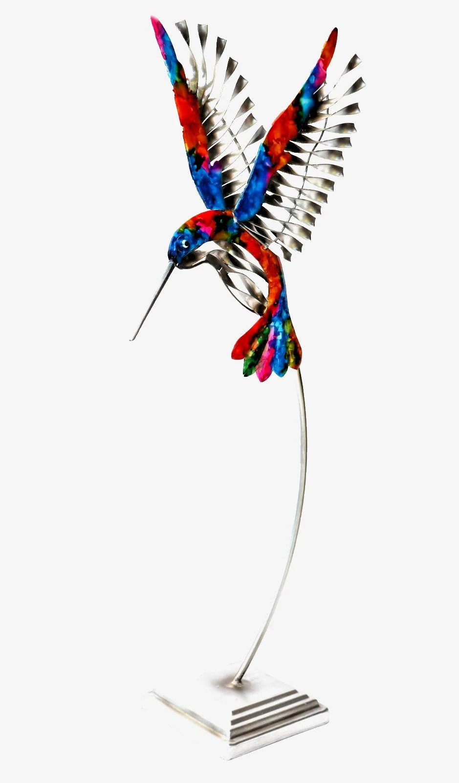 dekotrend.gallery Tierfigur Deko Kolibri auf Ständer Fuß Metall Vogel Garten Figur Objekt Skulptur, Vogelfigur Ziervogel Dekofigur Dekoskulptur Dekoobjekt