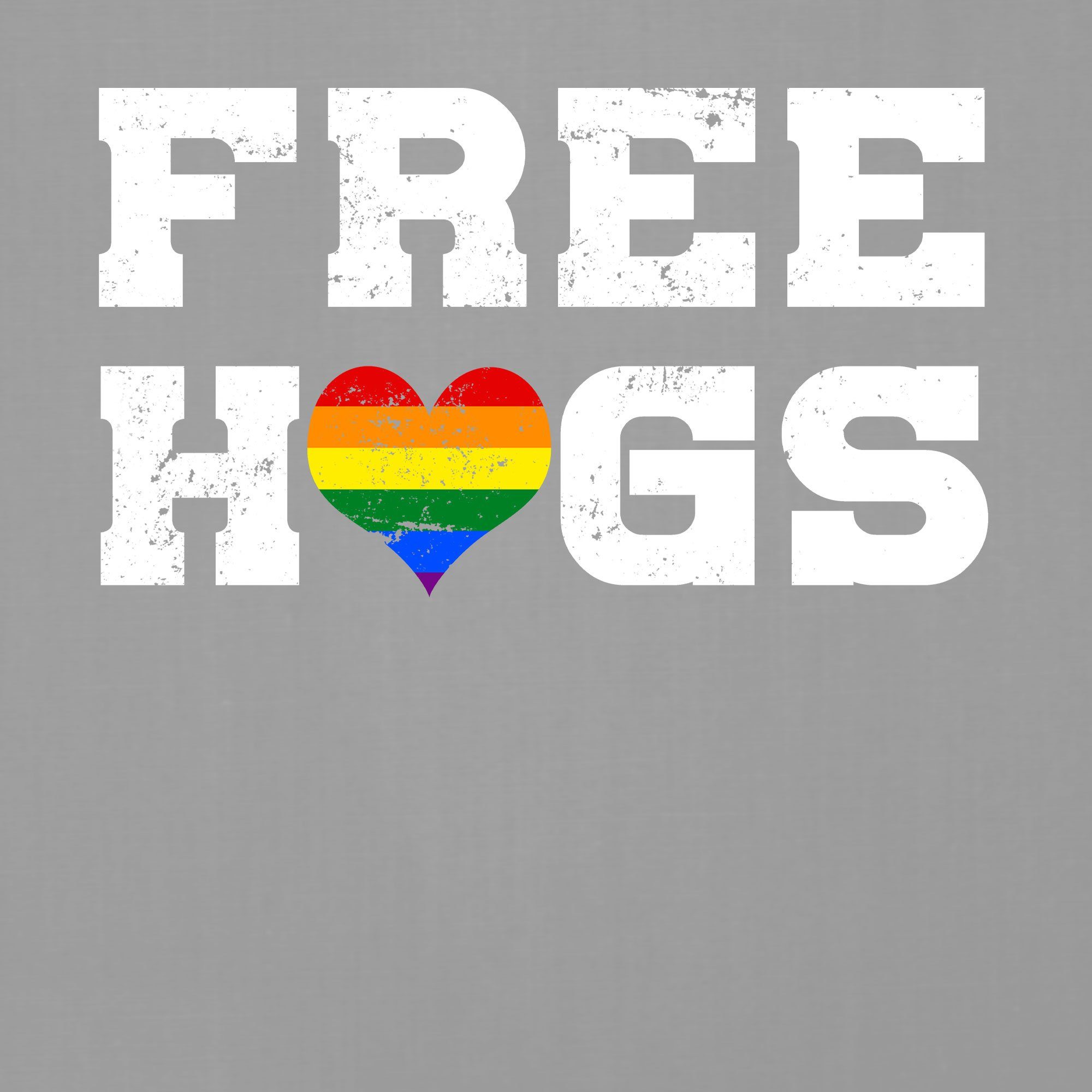 Gay Formatee Grau Kurzarmshirt Free (1-tlg) Stolz - T-Shirt Regenbogen Hugs Quattro LGBT Pride Heather Herren