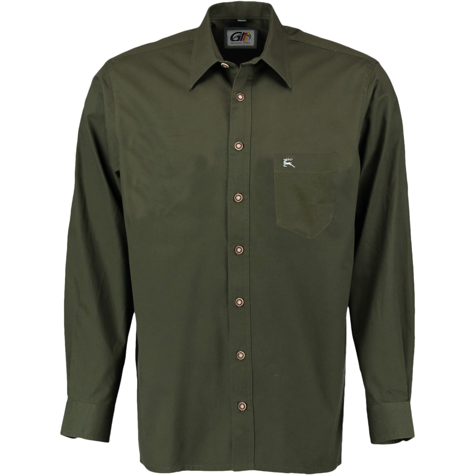 German Wear Trachtenhemd OJ7 - Hirsch Jagdhemd hemd jäger Hemd Langarm Hemd – Bild 2 von 4