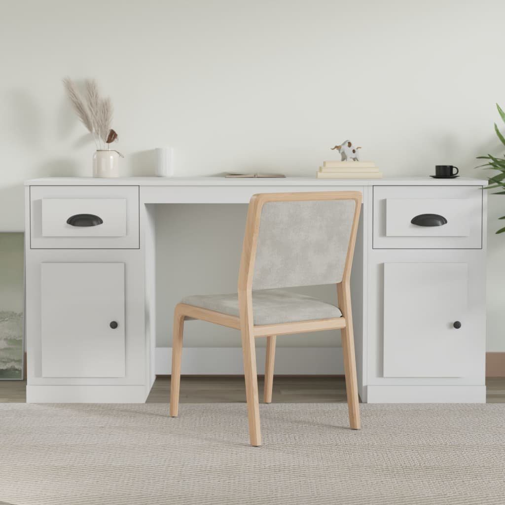 vidaXL Schreibtisch Schreibtisch mit Stauraum Weiß Holzwerkstoff Weiß | Weiß