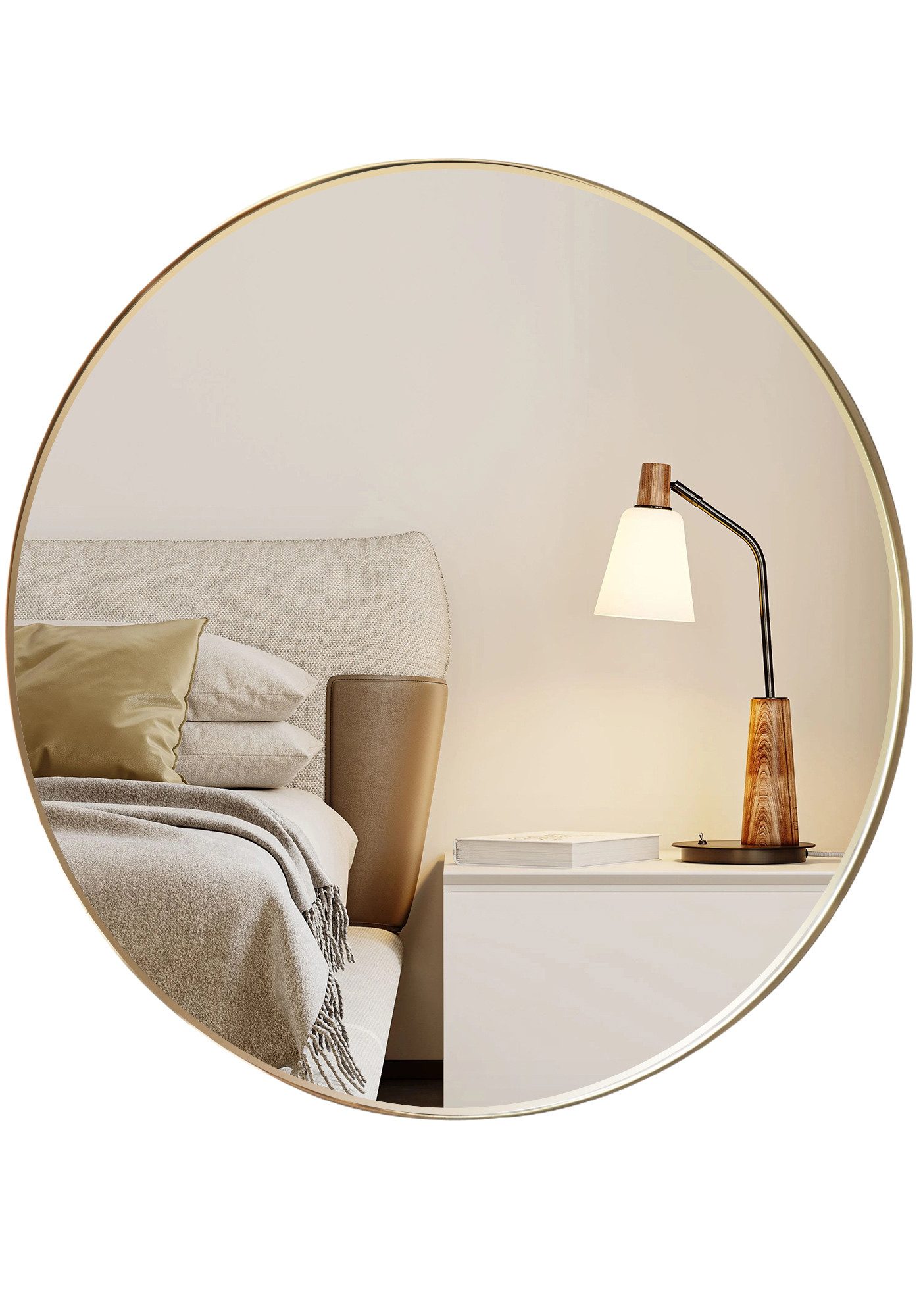 Boromal Wandspiegel Rund 60 50 Rundspiegel Gold Flurspiegel modern mit Alu günstig online kaufen