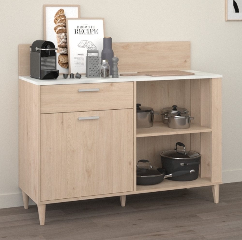 Parisot Anrichte Diner (Schrank in Eiche mit Beton grau, 120 x 100 cm), mit viel Stauraum