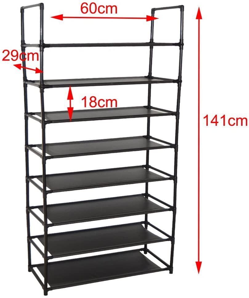 Natsen Schuhregal, Schuhständer (Schwarz, 4/8 mit Schuhschrank Schuhablage Ablagen) Ebene 8