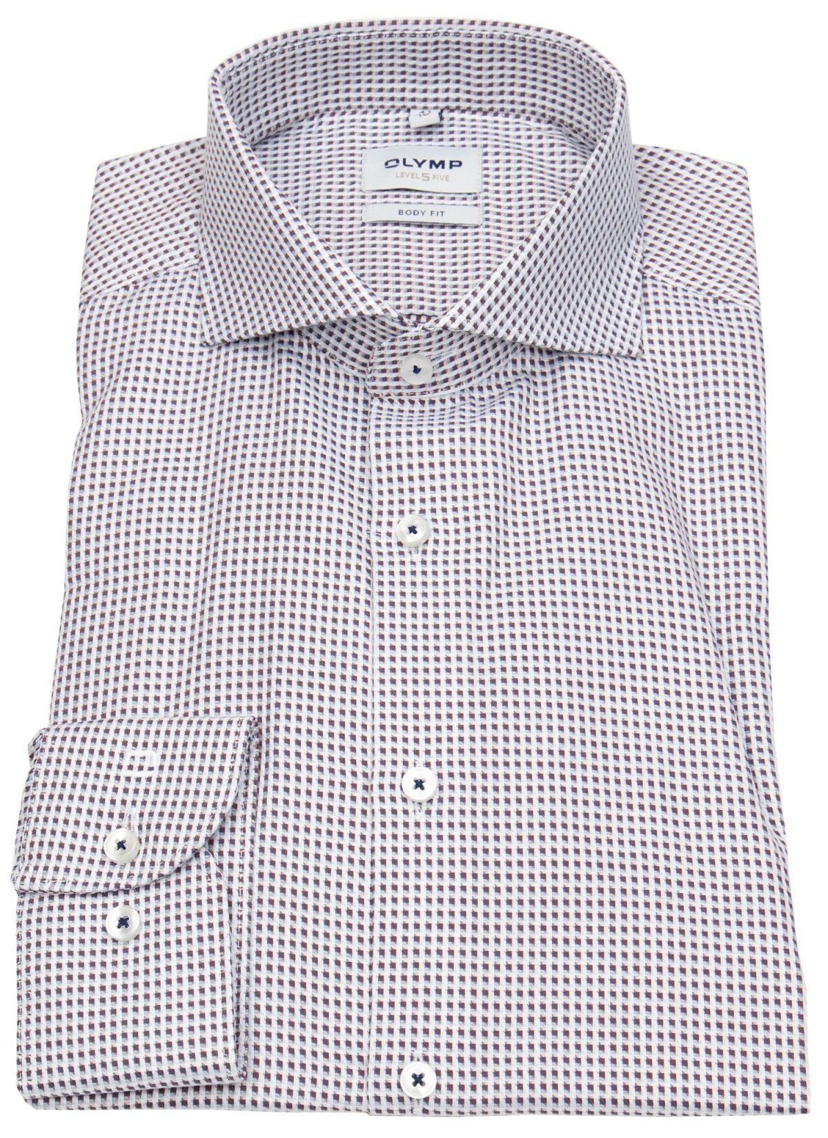 OLYMP Langarmhemd Level 5 stark tailliert Kentkragen