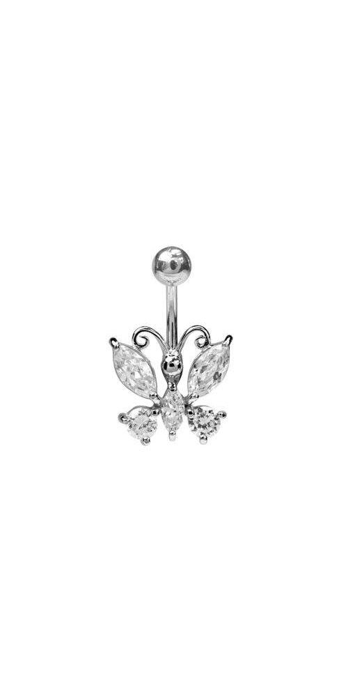 Bauchnabelpiercing Nabel Banabell Edelstahl Piercing Schmetterling Zirkonia Steine SBZ-03