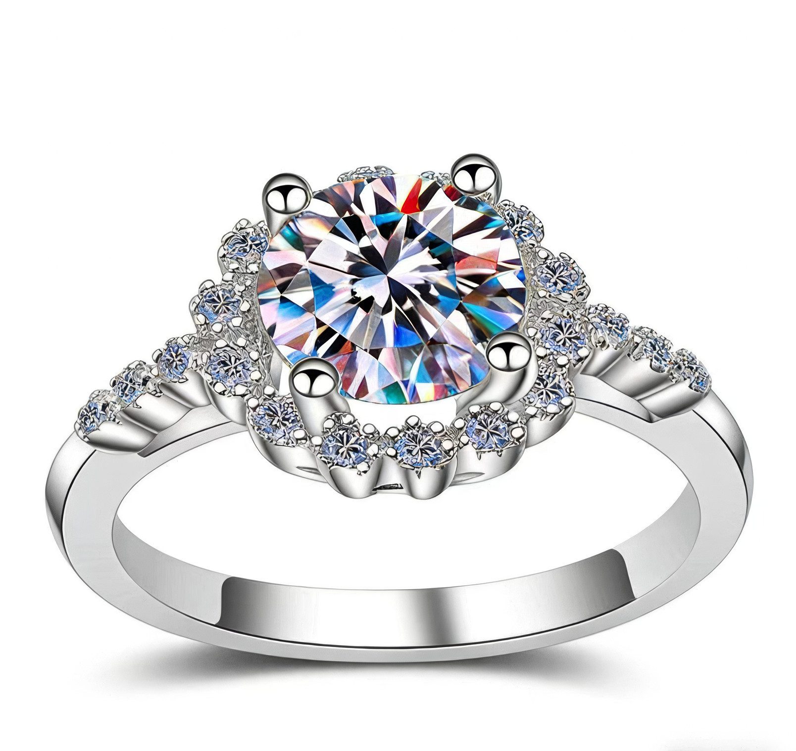 Jumpeak Diamantring ring gold damen, 1ct D Vs1 engagement ring,wedding ring,labordiamant, Brillantschliff,geschenk für schwester geburtstag,Mit IGi-Zertifikat