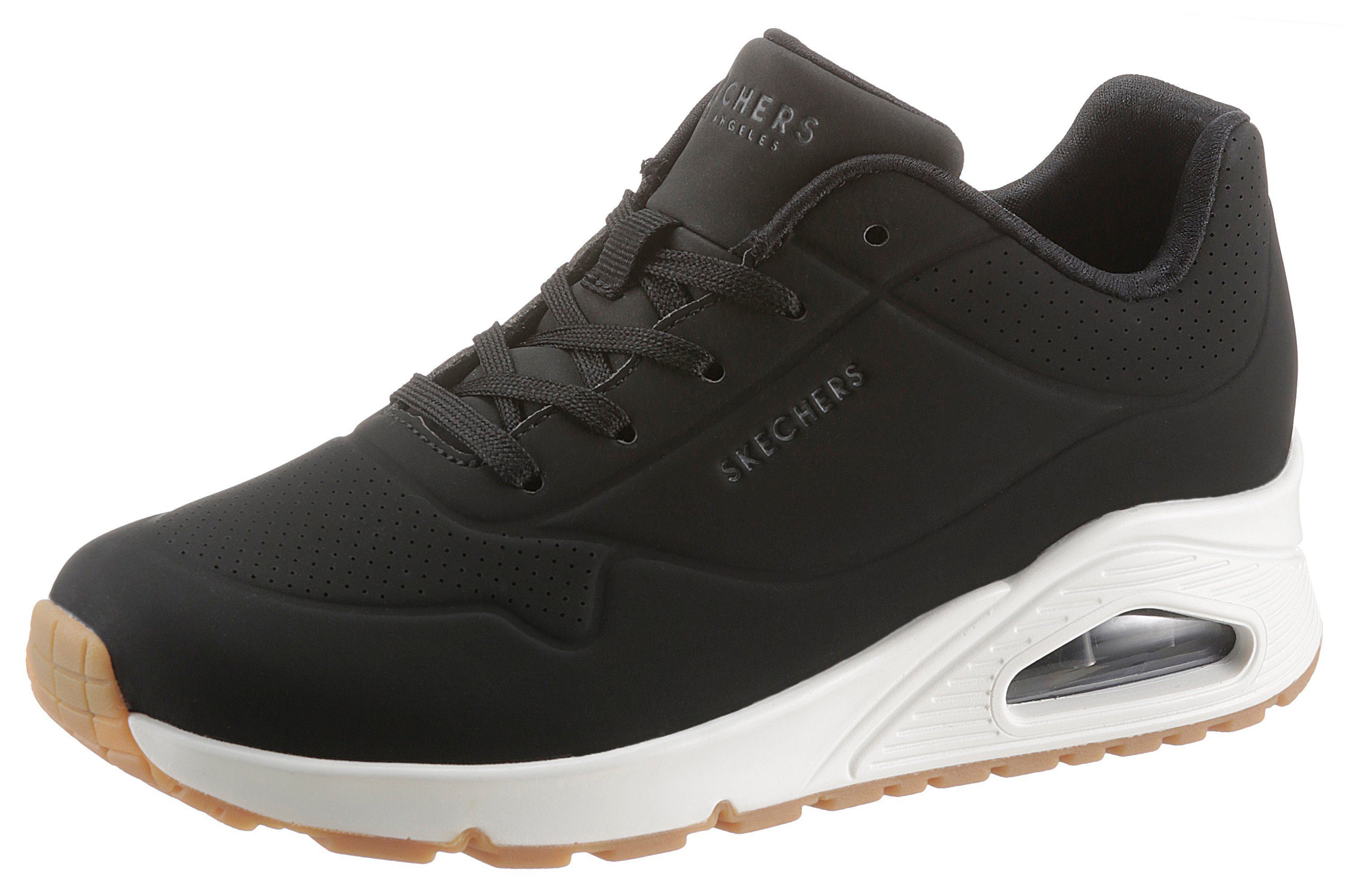 Skechers Uno - Stand on Air Wedgesneaker mit feiner Perforation schwarz | 