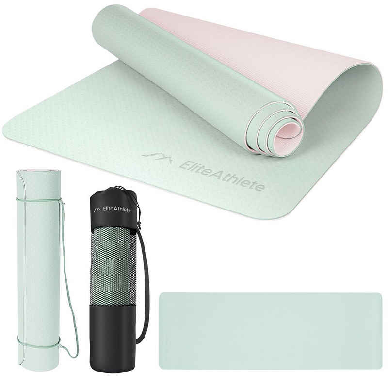 EliteAthlete Yogamatte EliteAthlete® Yogamatte - Sportmatte - Fitnessmatte - Yoga Matte (Set bestehend aus: Matte, Transporttasche, Transportband)