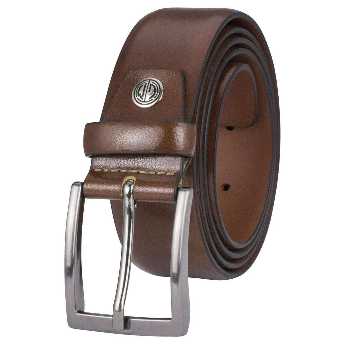 Lindenmann leather belt men, jeans belt men 35 mm wide, belt men jeans, nubuck leather dark brown, Farbe/Color:marrone, Size US/EU:Bundweite 90 cm Gesamtlänge 105 cm W 35.5 L