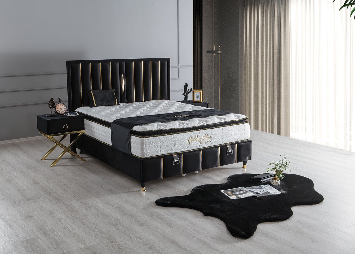 Villa Möbel Boxspringbett GOLDEN (Bett Set, günstig online kaufen