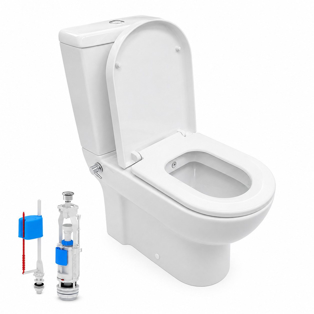 Belvit Tiefspül-WC BV-SW2001 KomplettSet, Stand-WC Taharet Kombination inkl. Armatur heiß/kalt + Spülkasten