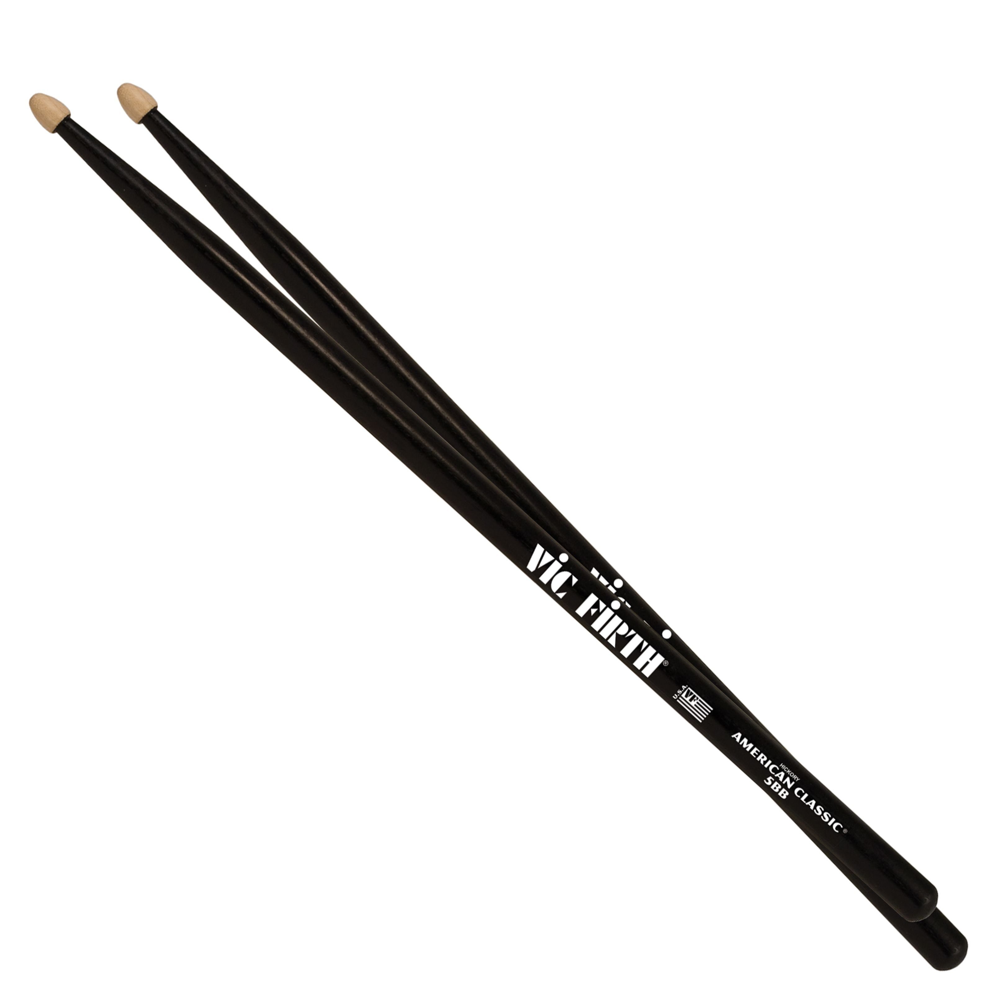 Vic-Firth Drumsticks (5BB Black Sticks American Classic Wood Tip, Sticks, Beater und Mallets, Drumsticks Holztip), 5BB Black Sticks, American Classic, Wood Tip - Drumsticks