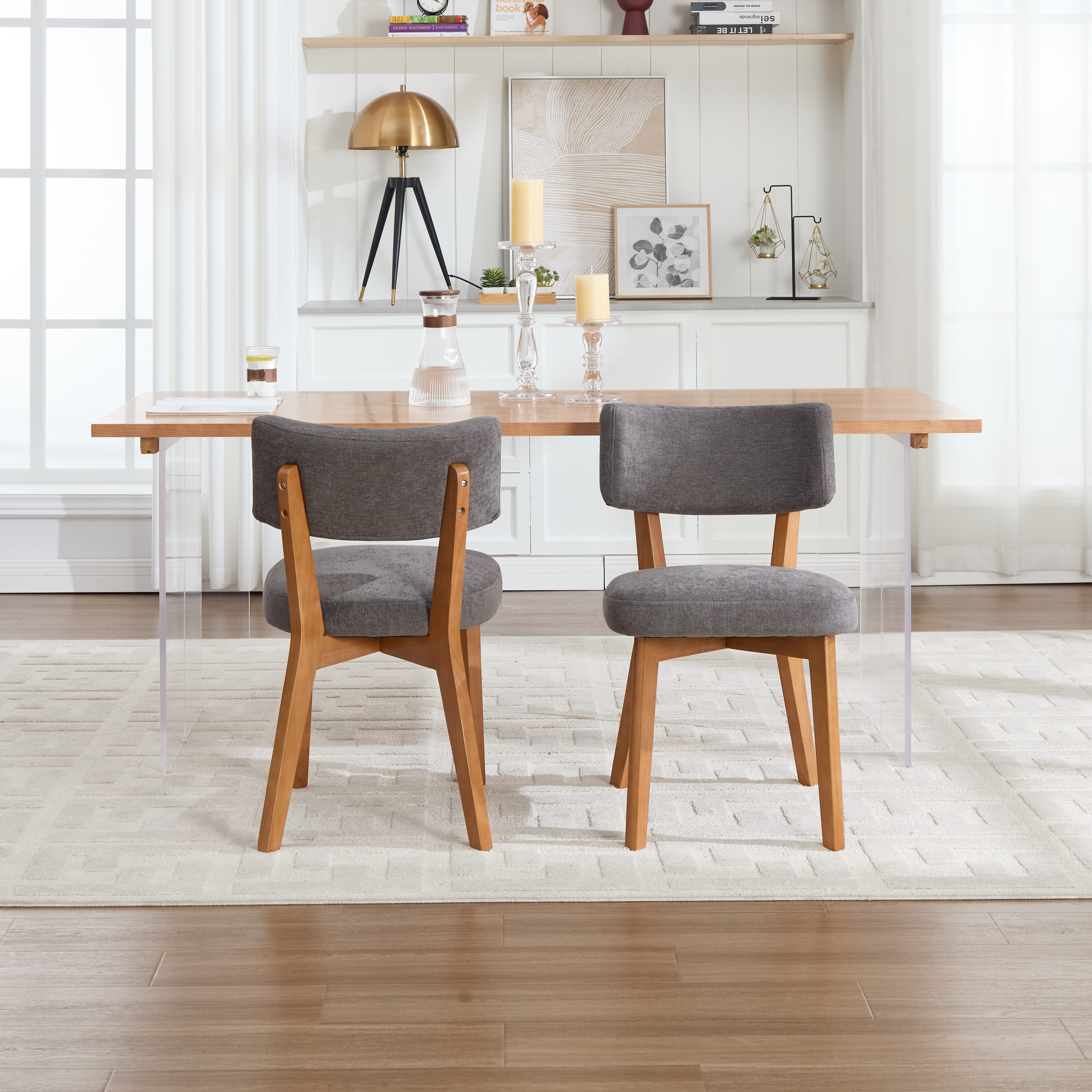 KLAM HOME Esszimmerstuhl Moderne Mid-Century-Stil Esszimmerstuhl Satz von 2, Massivholz Beine Stoff gepolsterten Sitz für Küche,Esszimmer oder Büro – Bild 5 von 5