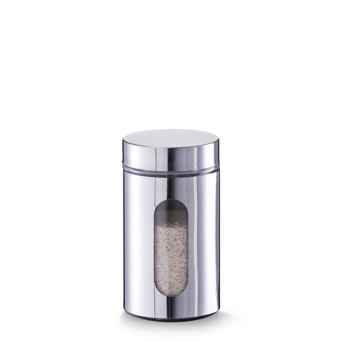 Vorratsglas Vorratsbehälter, Glas, mit Visier, Inhalt 0,9 Liter, silber, Zeller