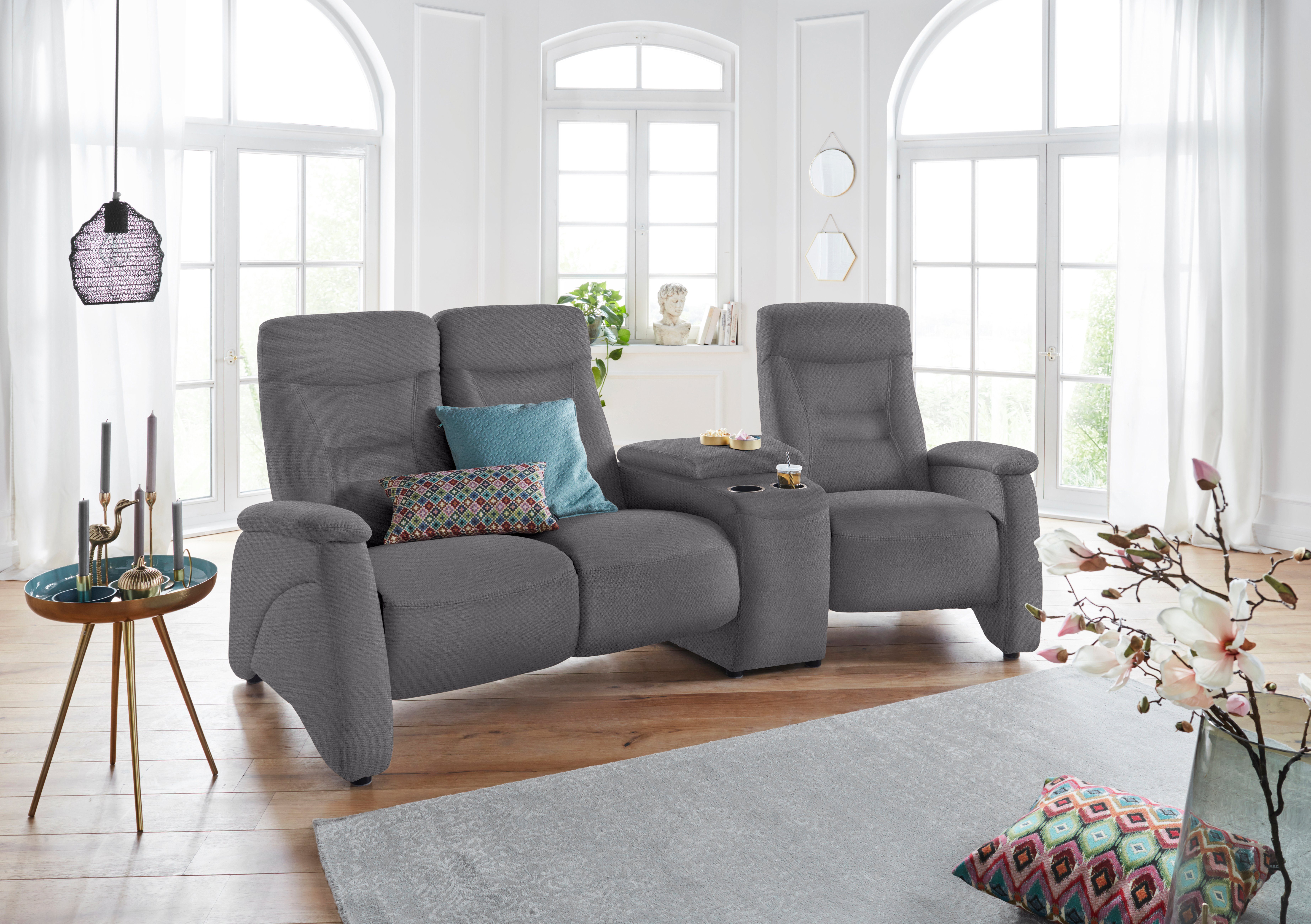 exxpo - sofa fashion 3-Sitzer Ascoli, Kinosofa mit hohem Sitzkomfort, bequeme Armlehnen, inkl. Relaxfunktion, Ablage und Staufach, hohe Rückenlehne