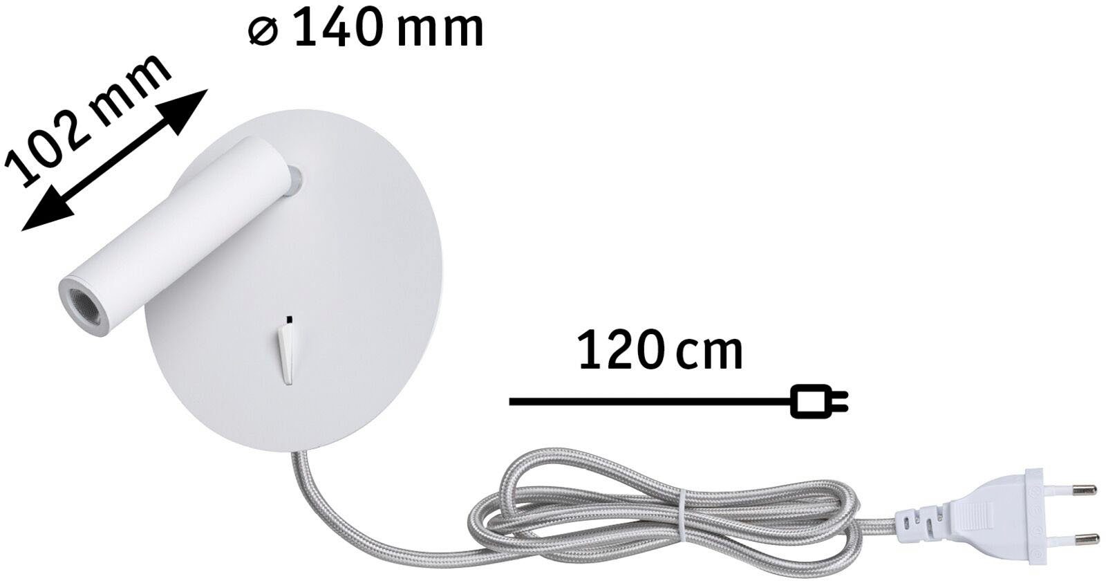 Wandleuchte integriert, fest Metall Warmweiß, Weiß/Chrom, LED LED Tabari, Paulmann LED-Board,