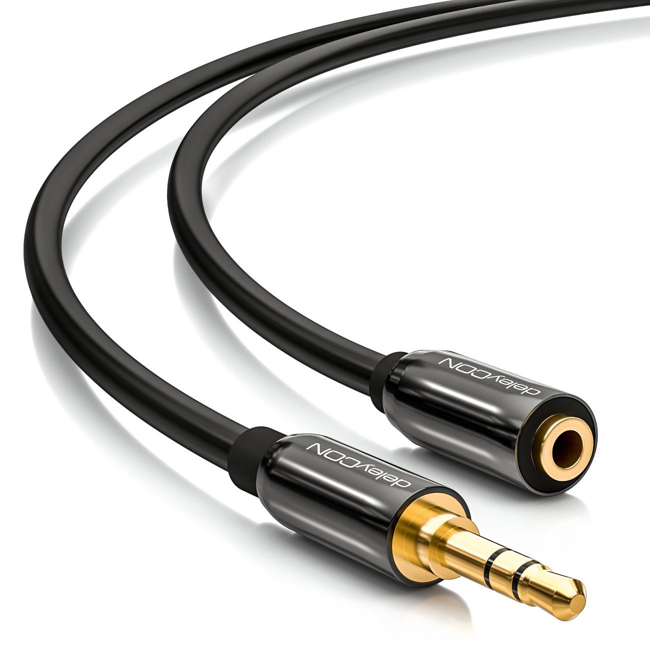 deleyCON 1m HQ Stereo Audio Klinken Kabel / 3,5mm Stecker zu Buchse Audio-Kabel
