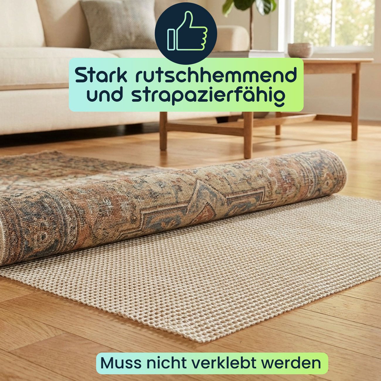 Casativo Antirutsch Teppichunterlage Antirutschmatte zuschneidbar, 80 x 200 cm, (4-St), Rutsch Stop für Teppiche, Schubladen, Kofferraum