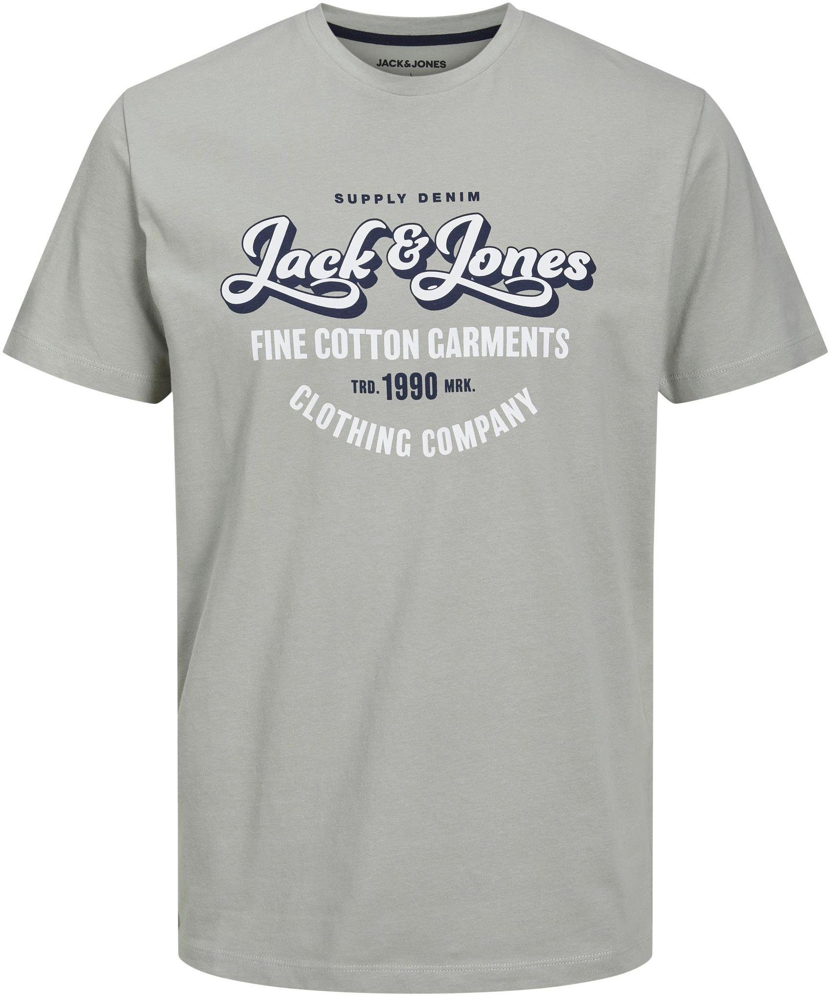 Logodruck CREW mit Jones MP Junior Jack SS (Set, SET 2-tlg) T-Shirt JNR TEE PACK iron NECK & JJANDY wrought
