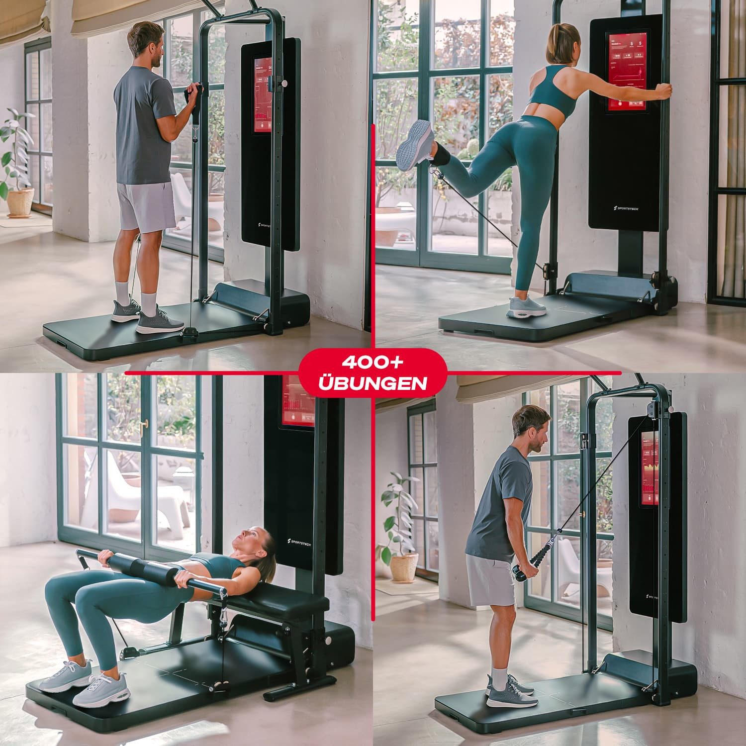 Sportstech Kraftstation sGymPro, (All-in-One Trainingsstation), Elektronischer Widerstand, 21″ Touch-Display mit STL App