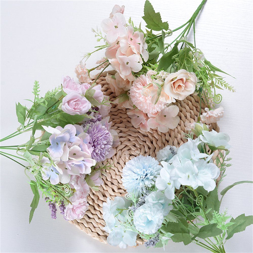 Kunstblumenstrauß Künstliche Blumen, Hochzeitsstrauß Heimdekoration gefälschte Blumen, Rouemi, 3Sträuße