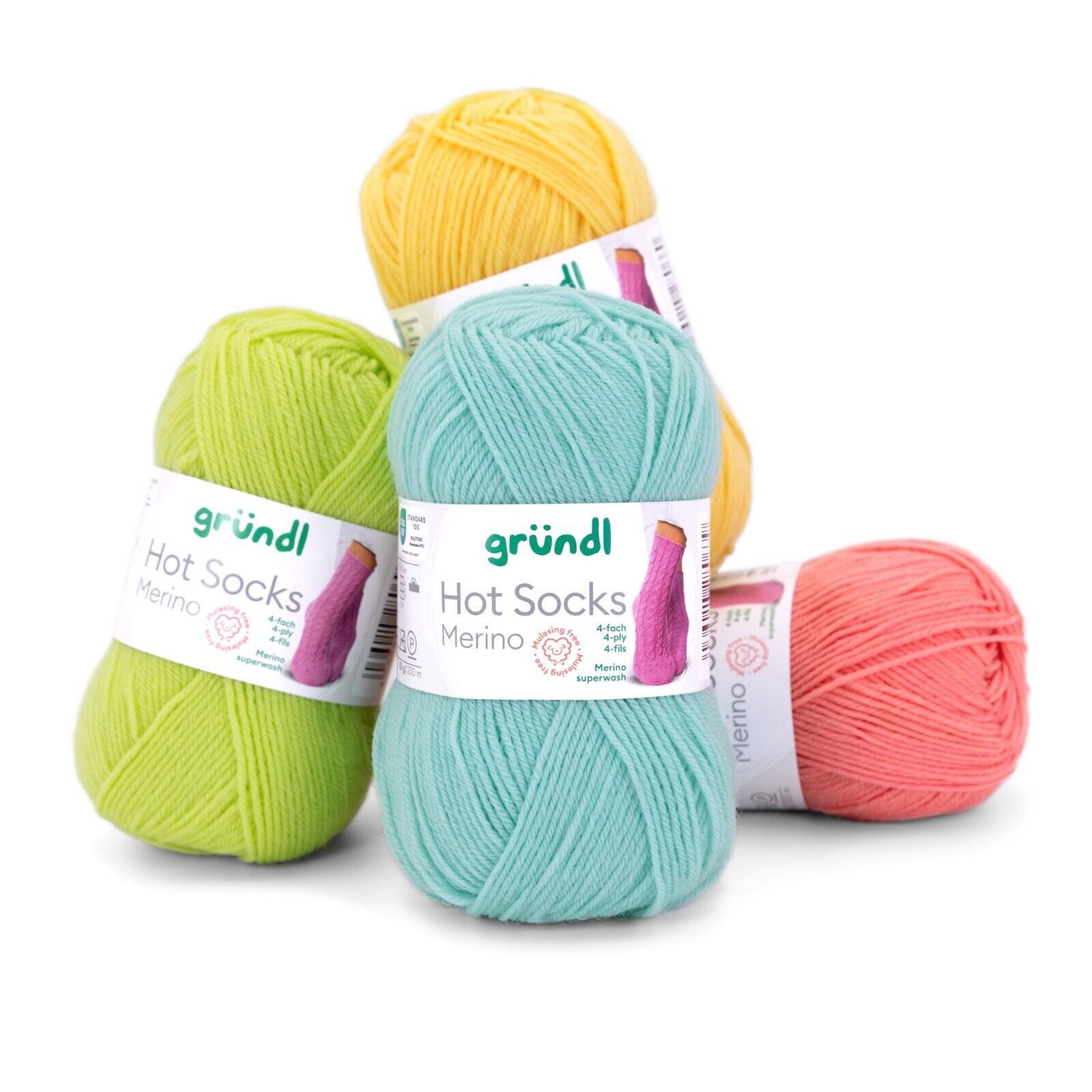 Gründl Hot Socks Merino Sockenwolle 4fädig einfarbig Häkelwolle, 210,00 m (50g Sockengarn 4fach uni, Strumpfwolle 4-fädig / 4-fach mit Merinowolle), 75% Wolle, 25% Polymaid