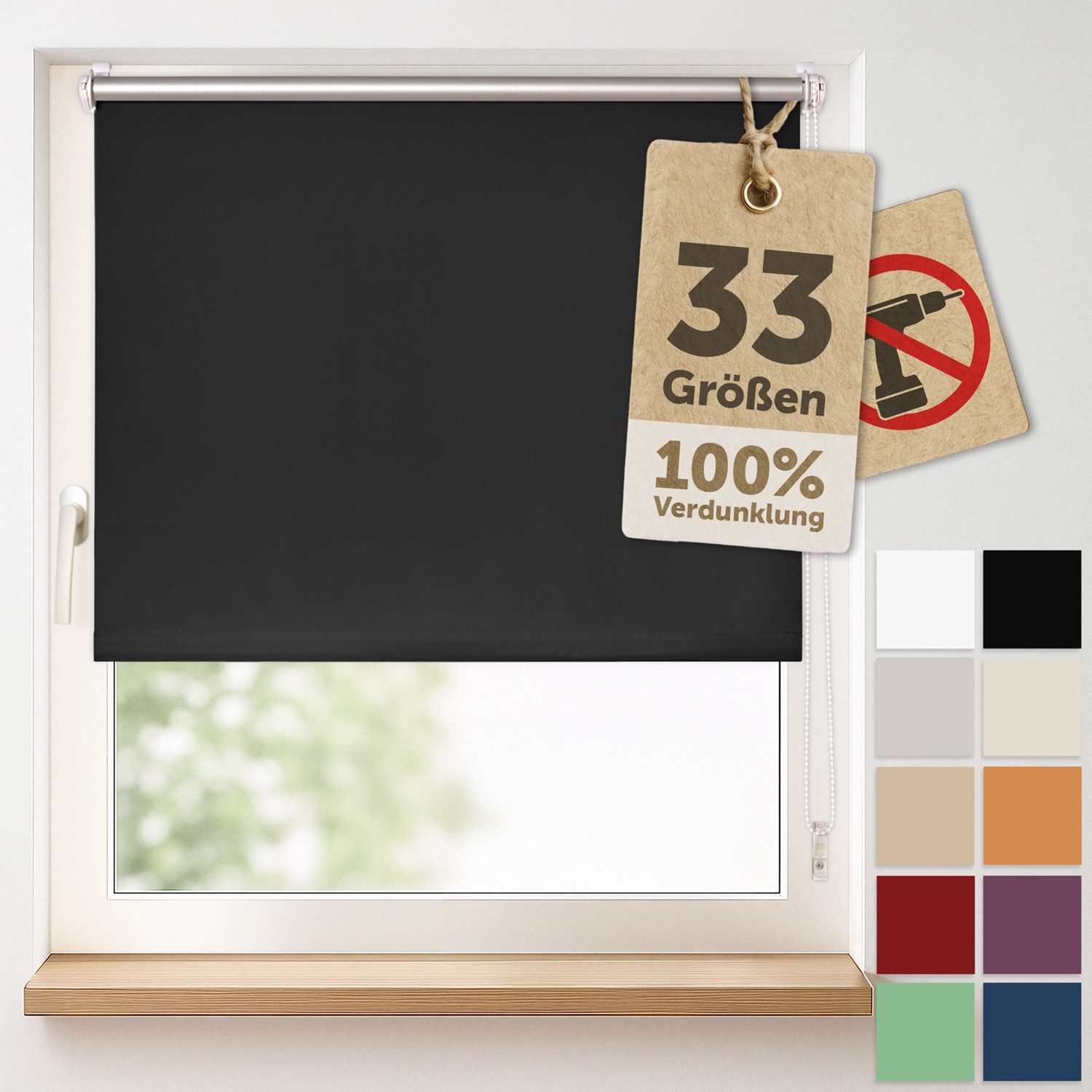 Verdunklungsrollo Verdunkelungsrollo ohne Bohren, Blumtal, Klemm-Montage günstig online kaufen