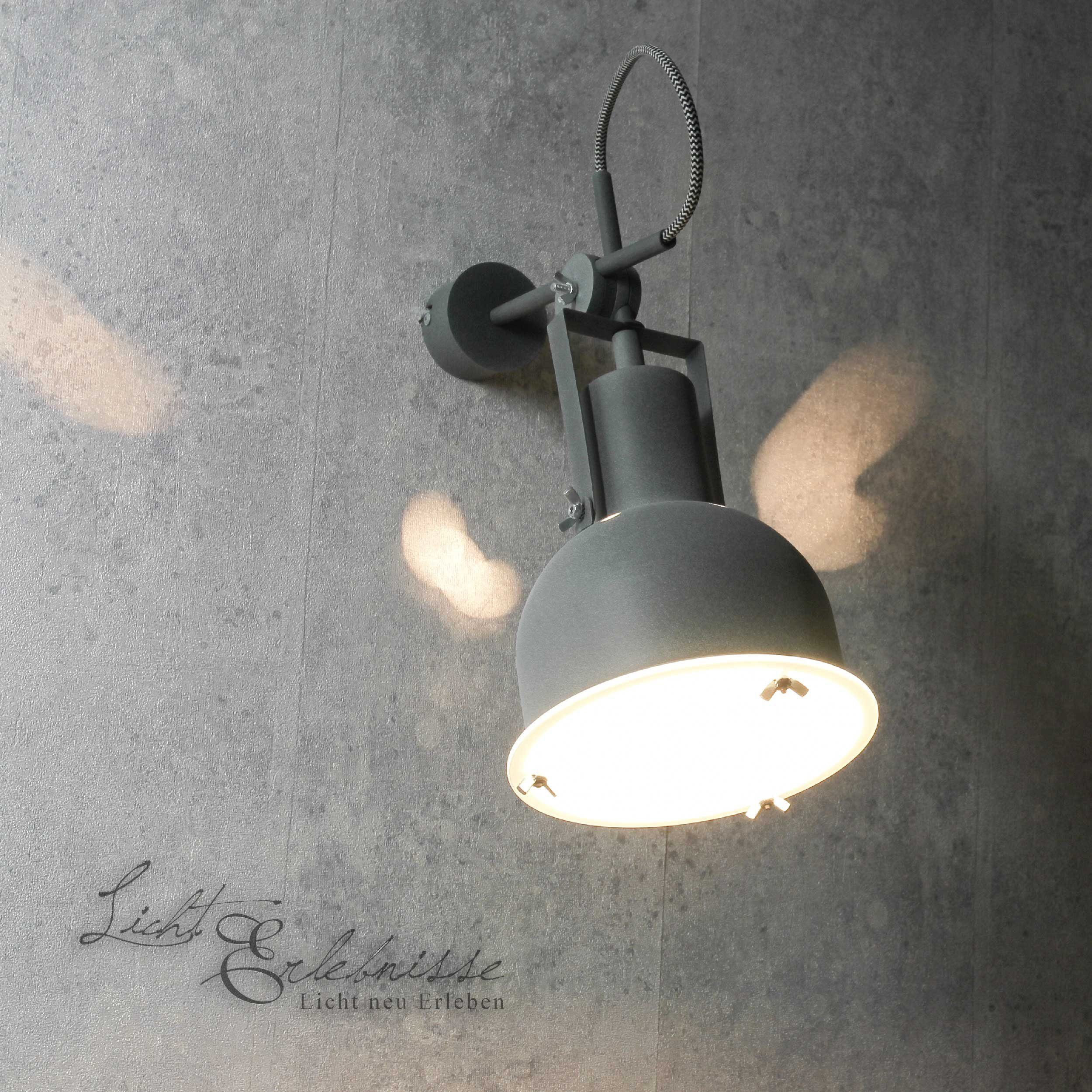 Licht-Erlebnisse Wandstrahler INDUSTRIAL, Wandlampe Innen Stil Lampe Wohnzimmer verstellbar Leuchtmittel, Metall Industrie ohne